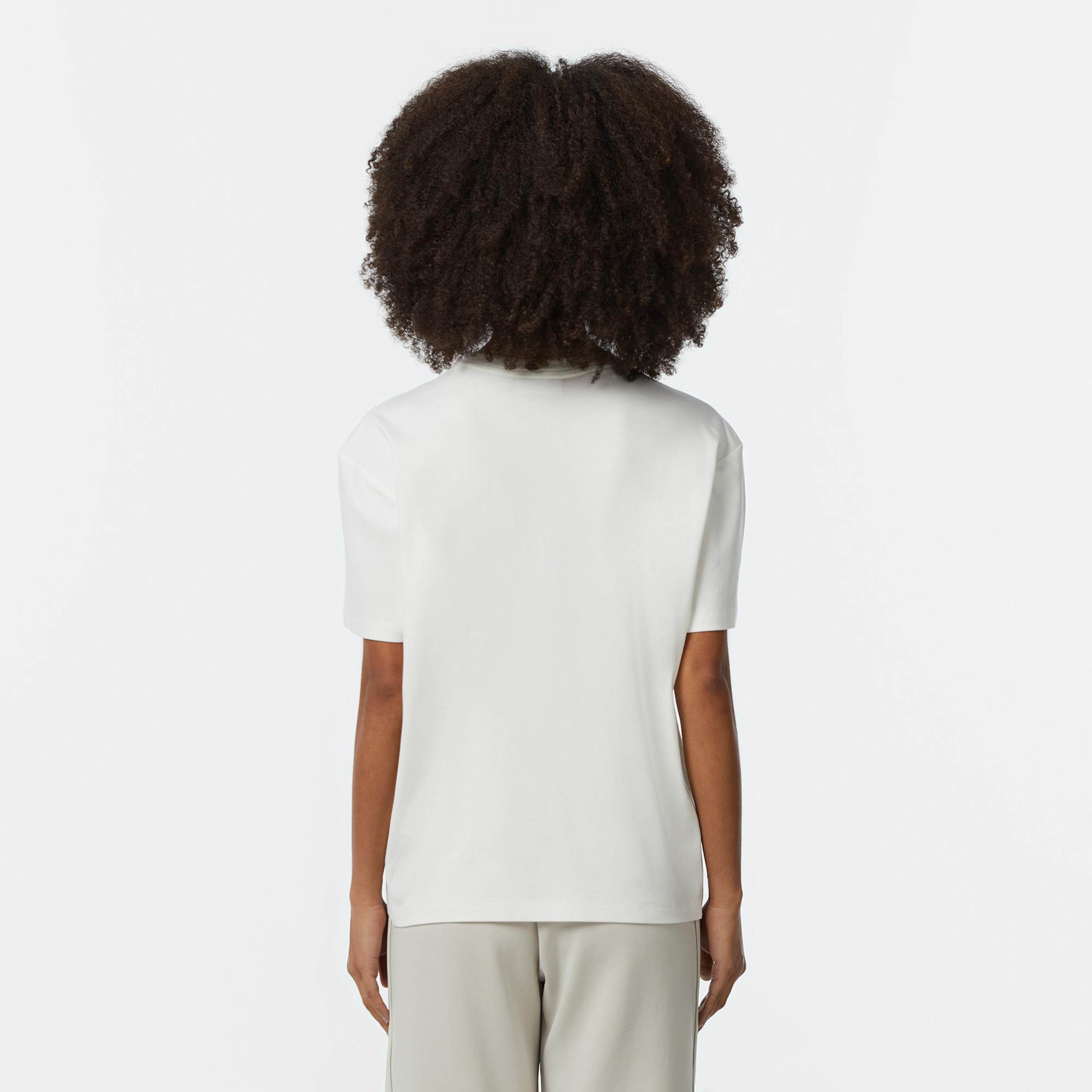 Lacoste Kadın Relaxed Fit Bisiklet Yaka Beyaz T-Shirt
