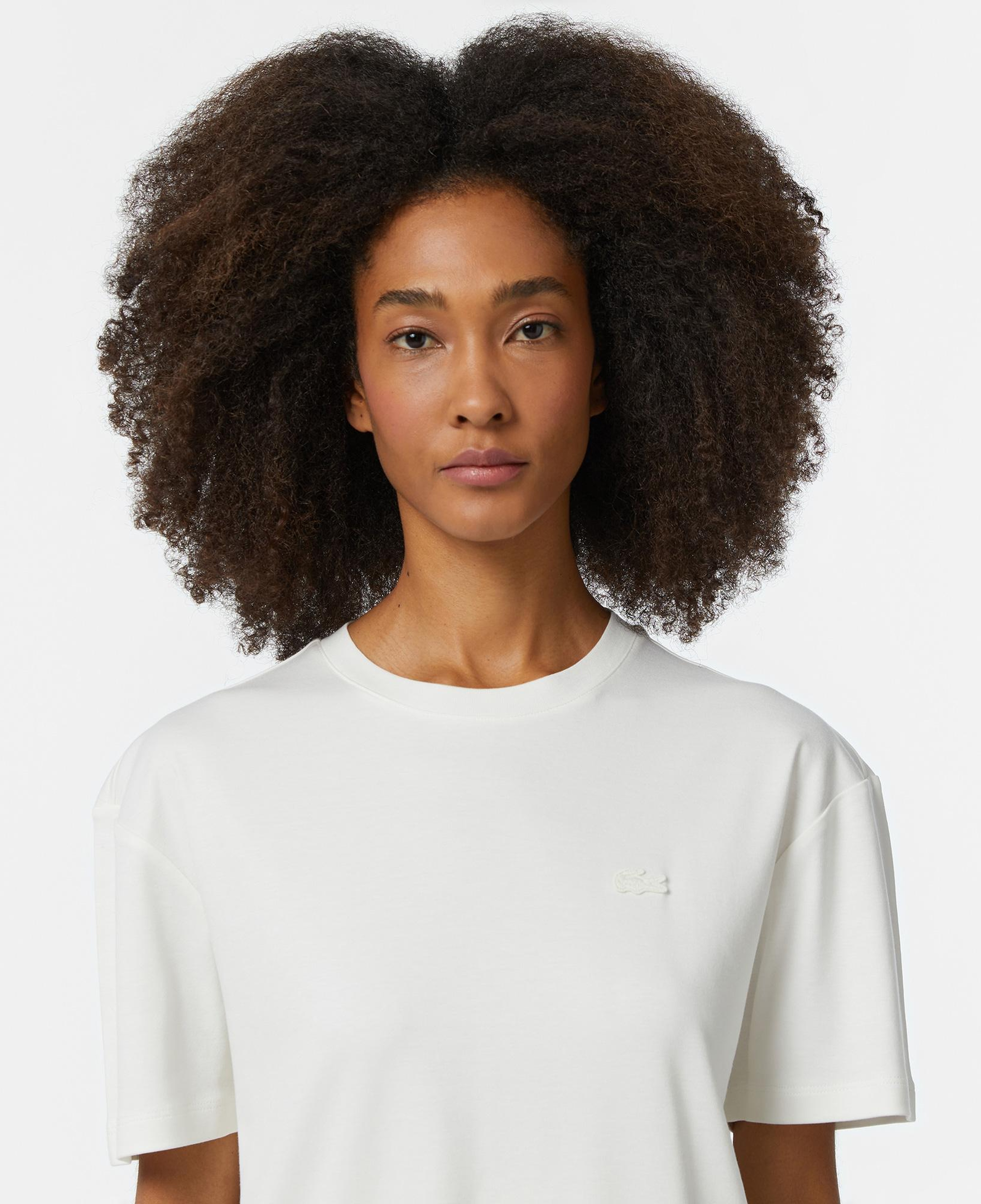 Lacoste Kadın Relaxed Fit Bisiklet Yaka Beyaz T-Shirt