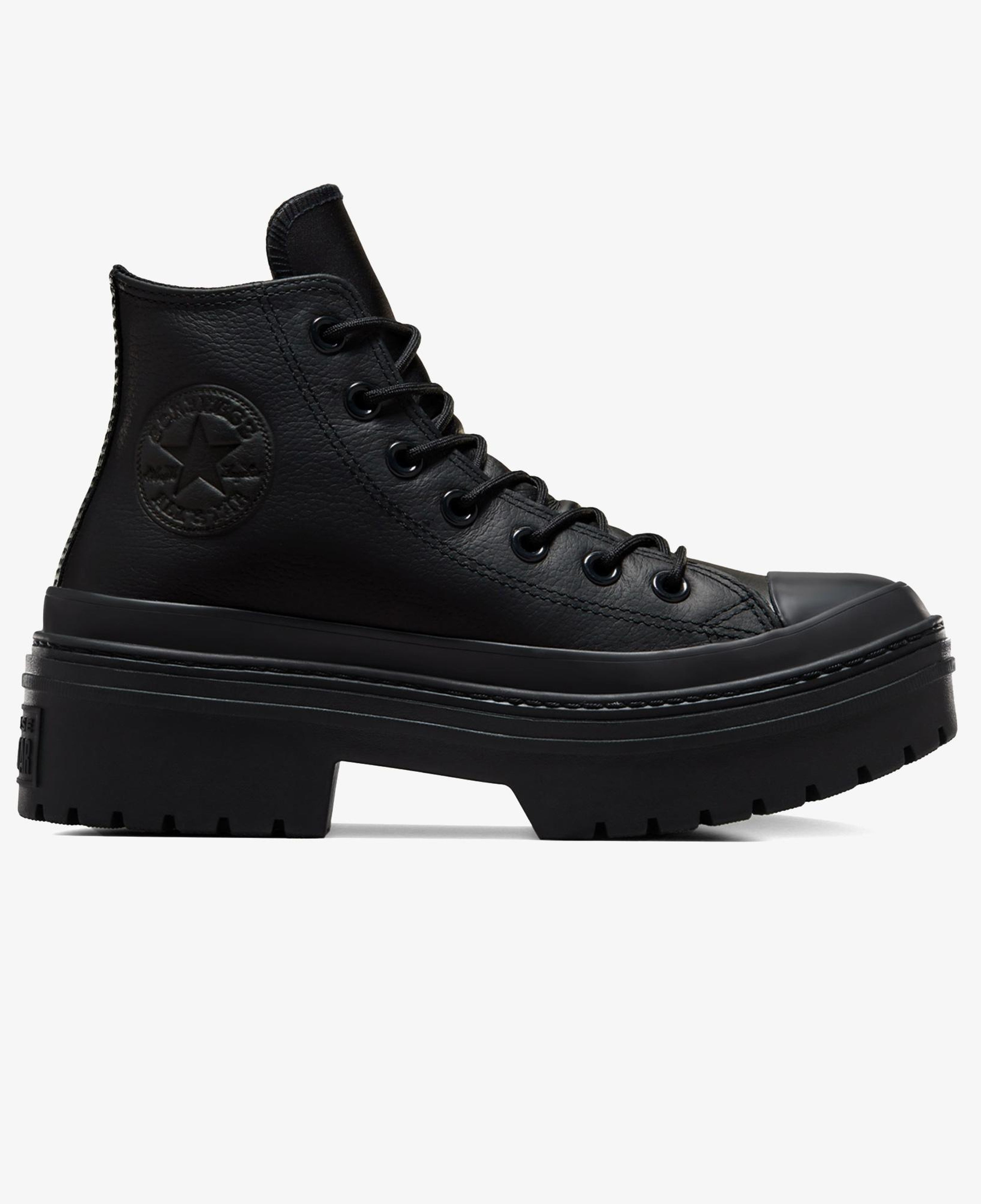 Converse Chuck Taylor All Star Lugged Heel Kadın Siyah Deri Platform Su Geçirmez Bot