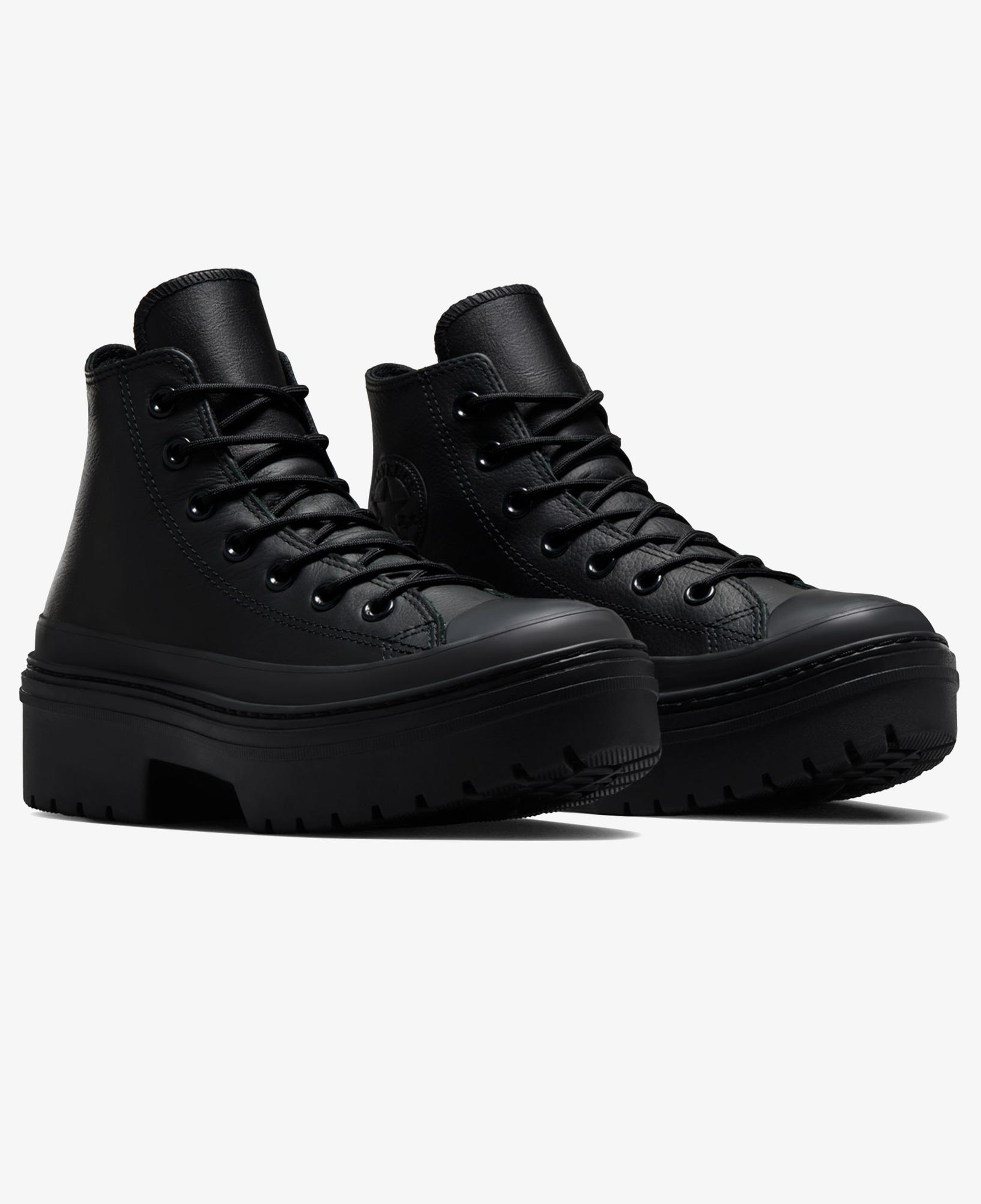 Converse Chuck Taylor All Star Lugged Heel Kadın Siyah Deri Platform Su Geçirmez Bot