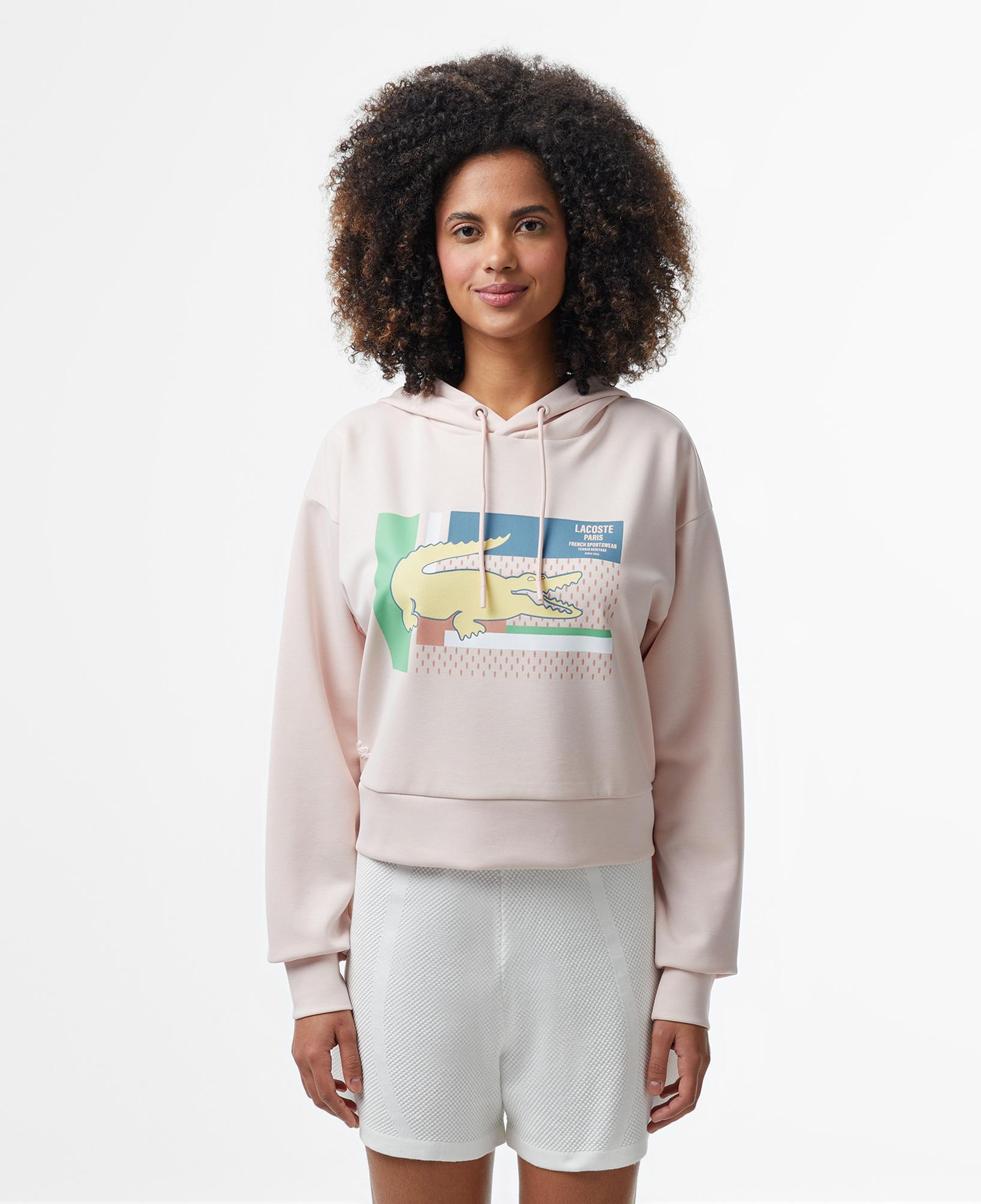 Kadın Relaxed Fit Kapüşonlu Baskılı Açık Pembe Sweatshirt
