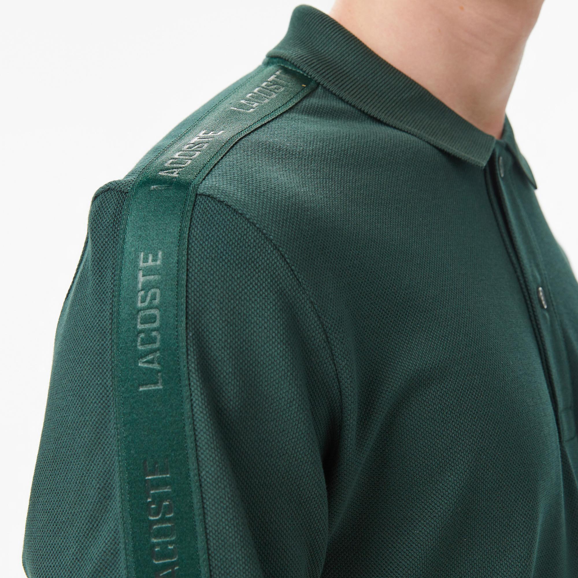 Erkek Regular Fit Uzun Kollu Koyu Yeşil Polo