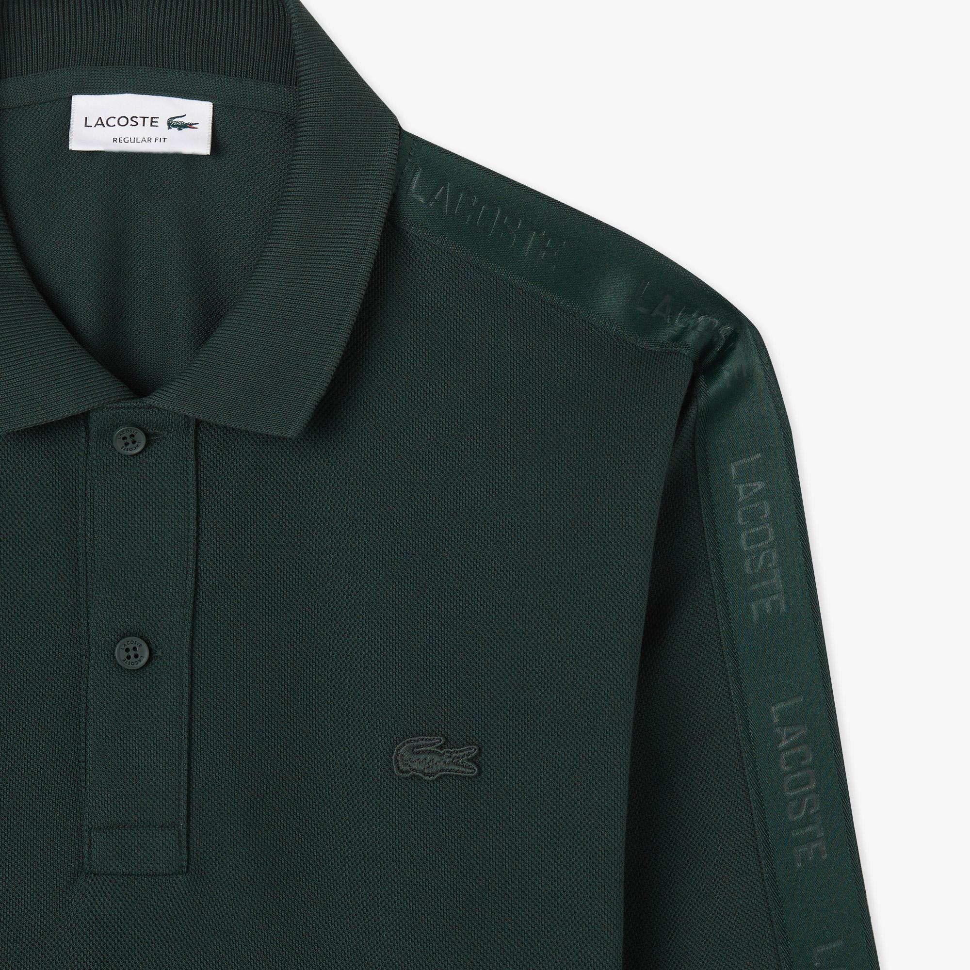 Erkek Regular Fit Uzun Kollu Koyu Yeşil Polo