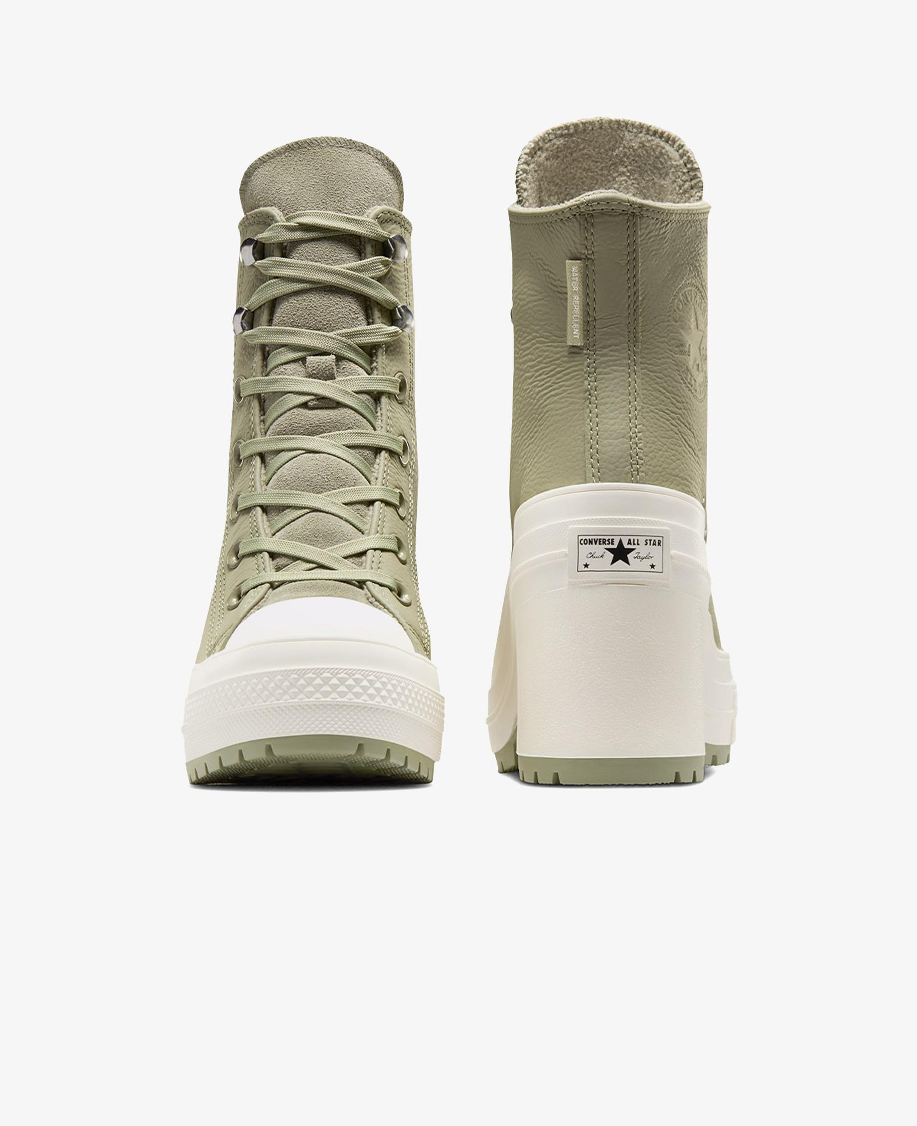 Converse Chuck 70 De Luxe Heel Unisex Haki Deri Platform Sneaker