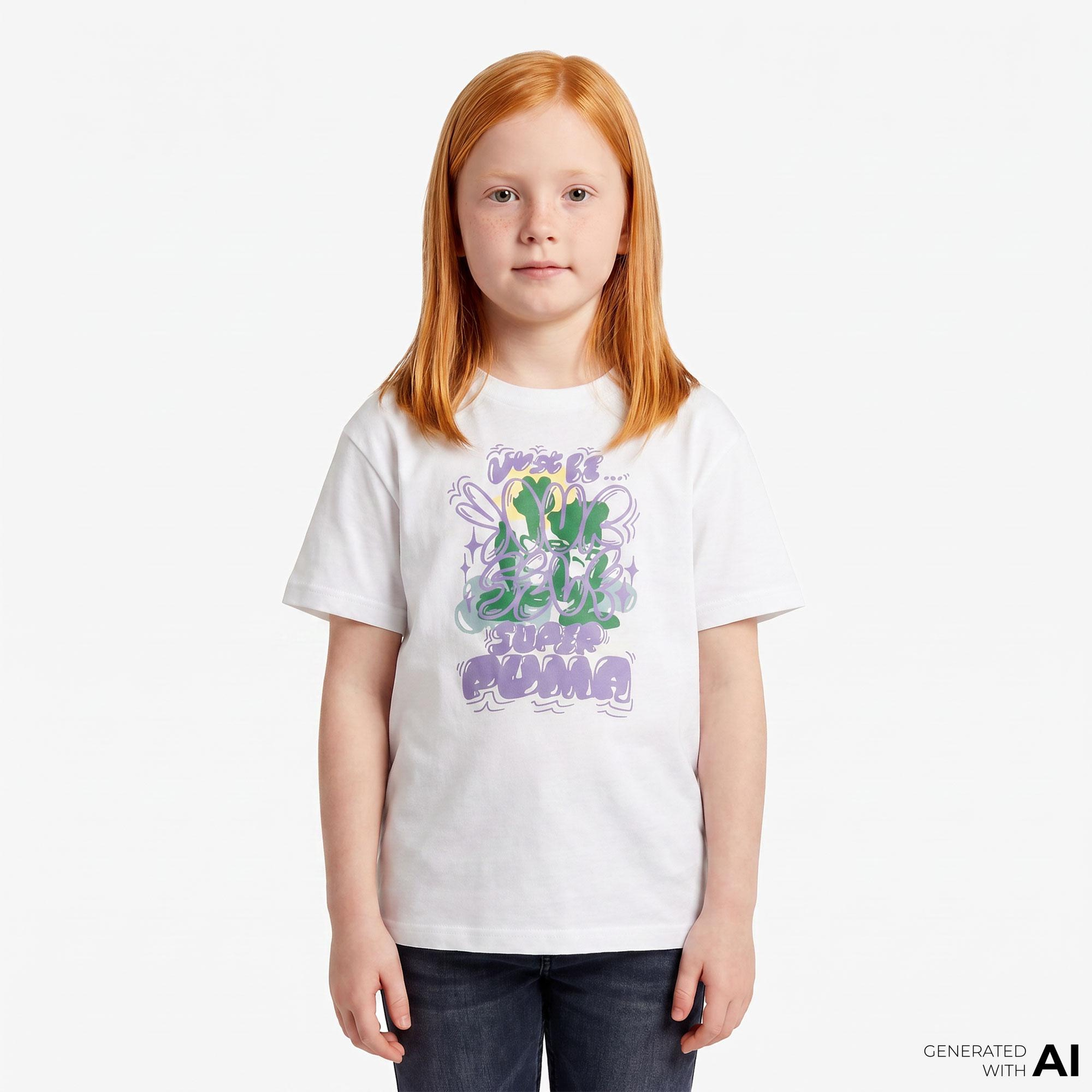 Puma Graphic Super Çocuk Beyaz T-Shirt