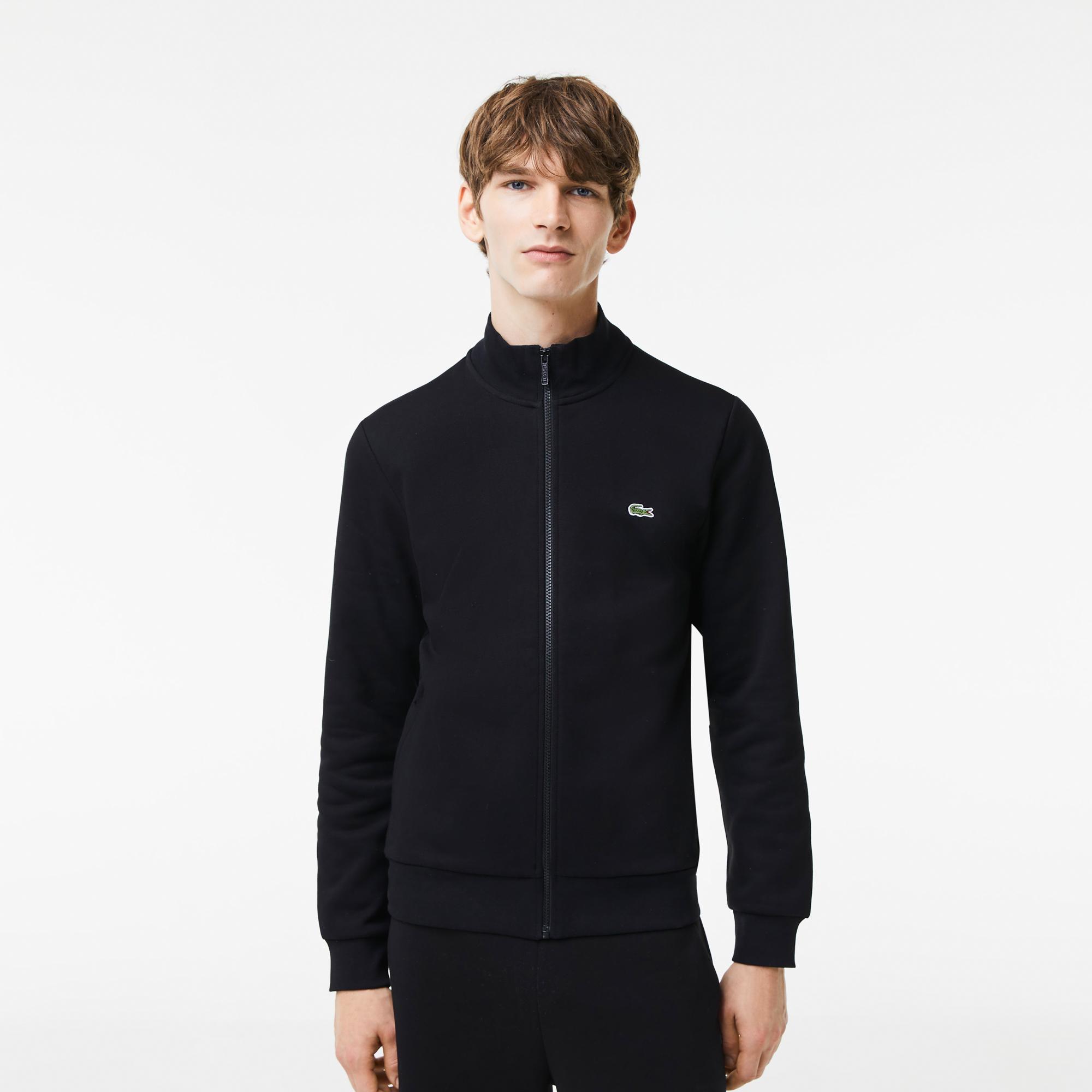 Erkek Regular Fit Fermuarlı Siyah Sweatshirt
