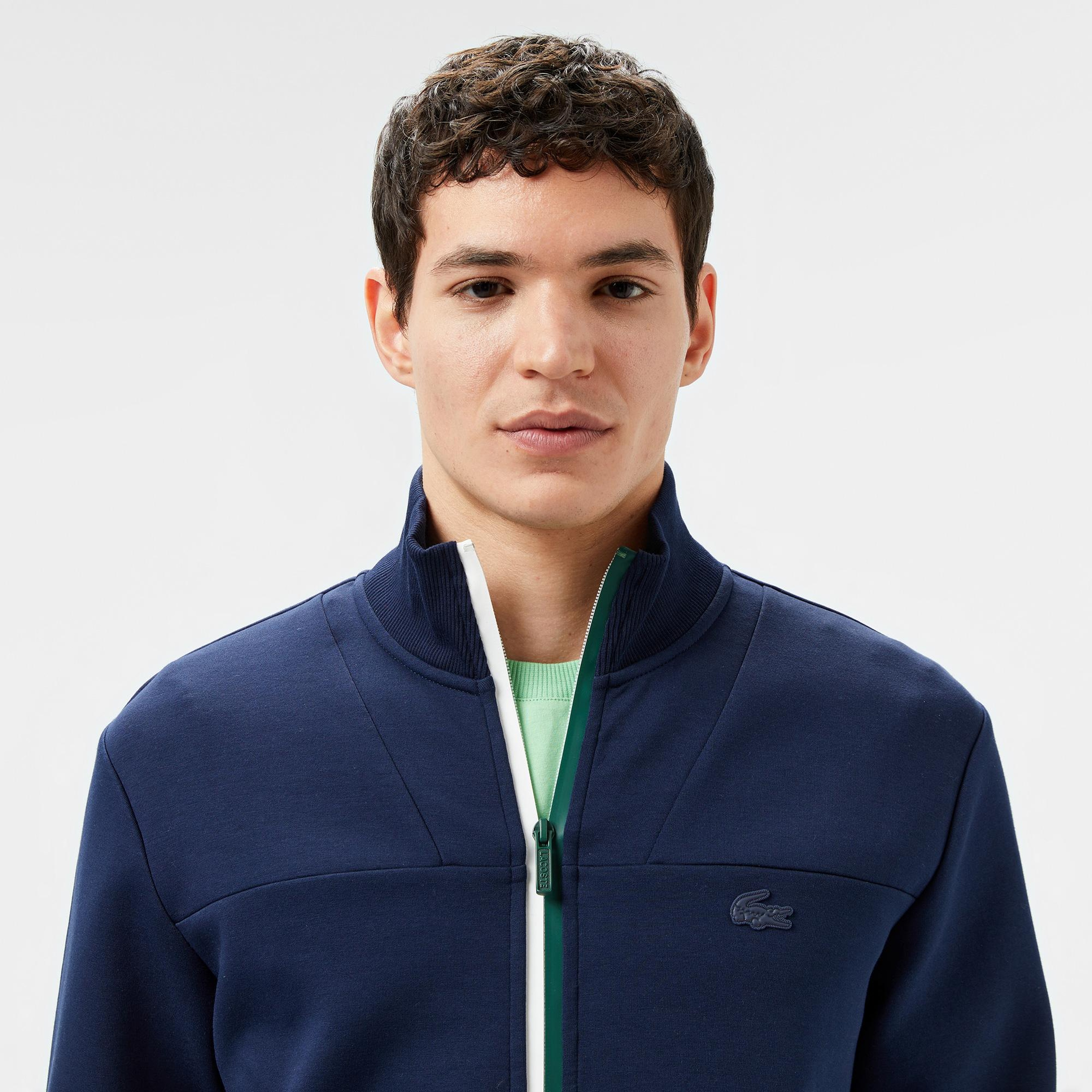 Erkek Slim Fit Fermuarlı Lacivert Sweatshirt