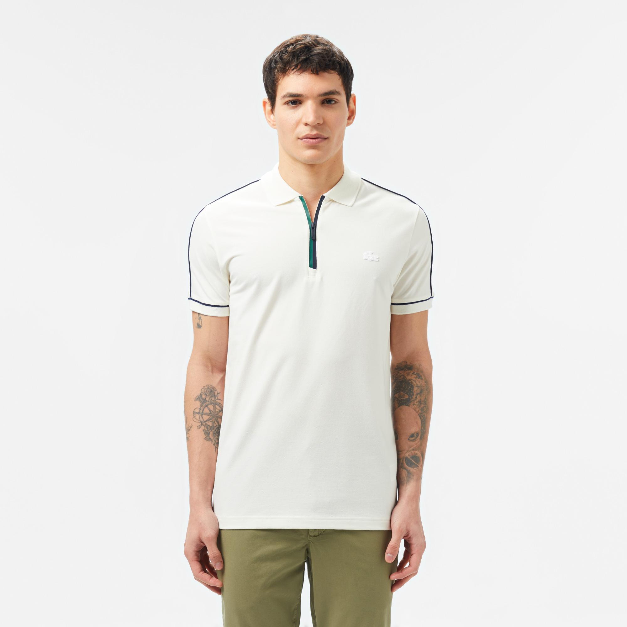 Lacoste Erkek Yarım Fermuarlı Beyaz Polo