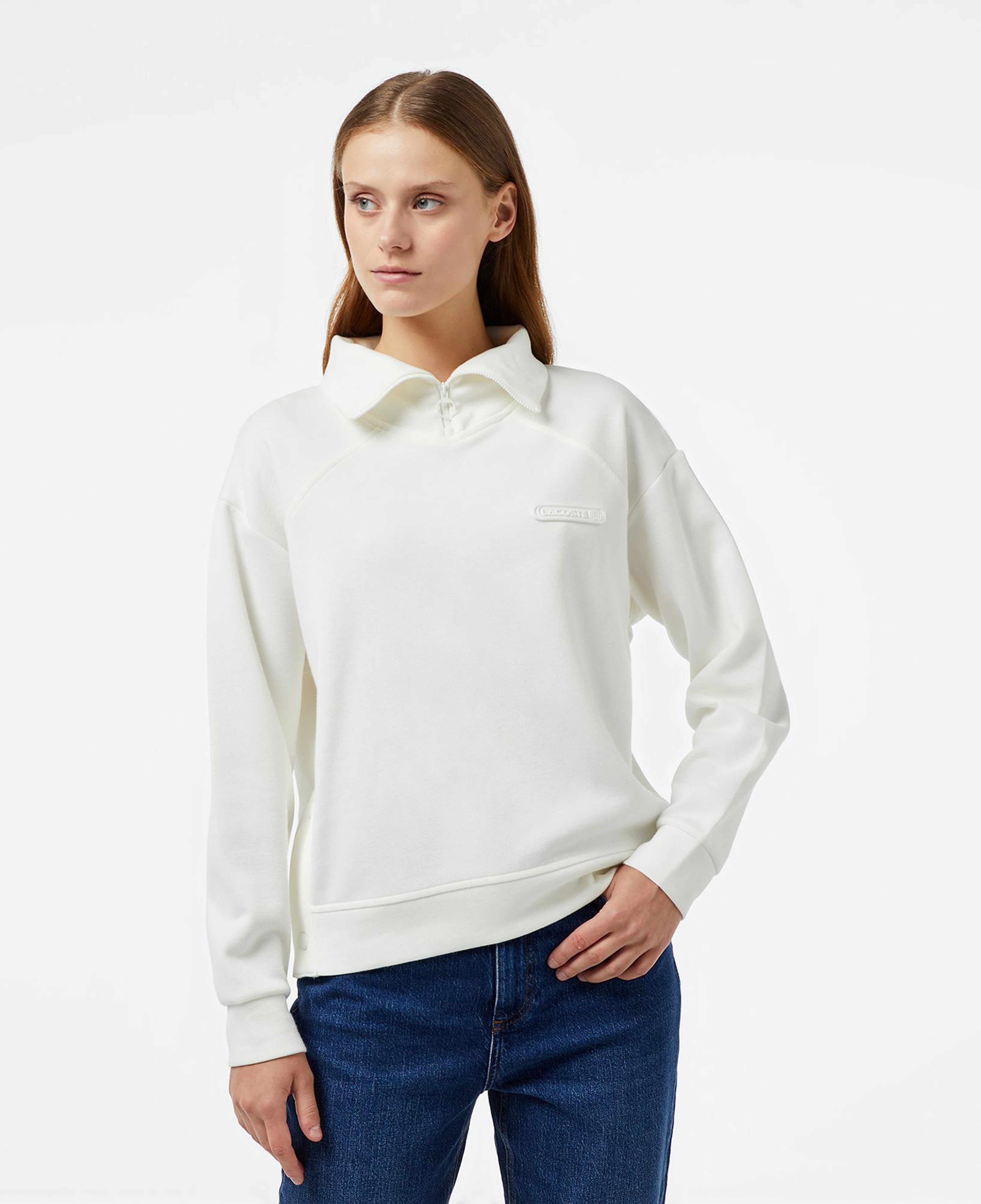 Lacoste Kadın Regular Fit Fermuarlı Dik Yaka Beyaz Sweatshirt