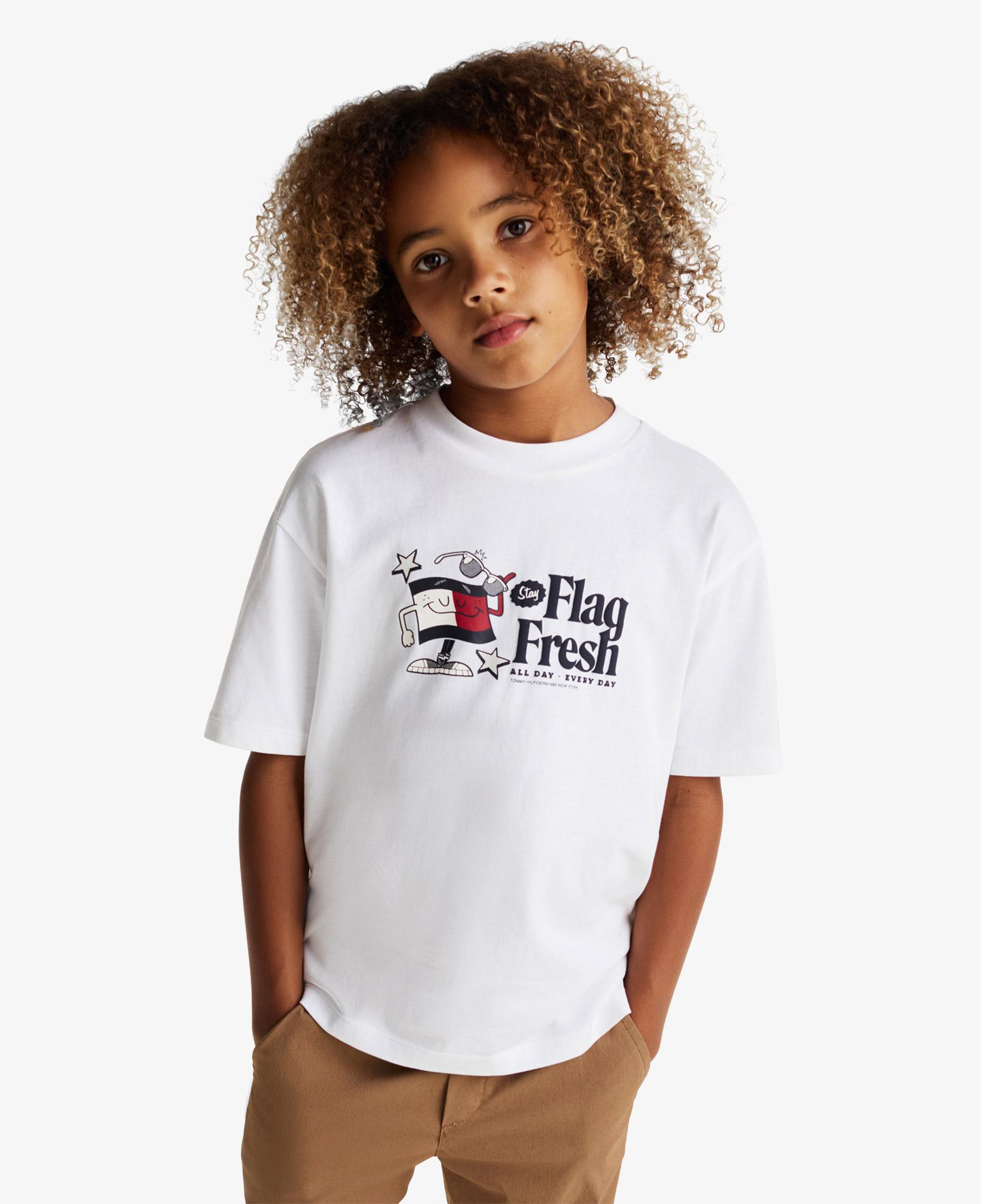 Tommy Jeans Flag Fresh Çocuk Beyaz T-Shirt