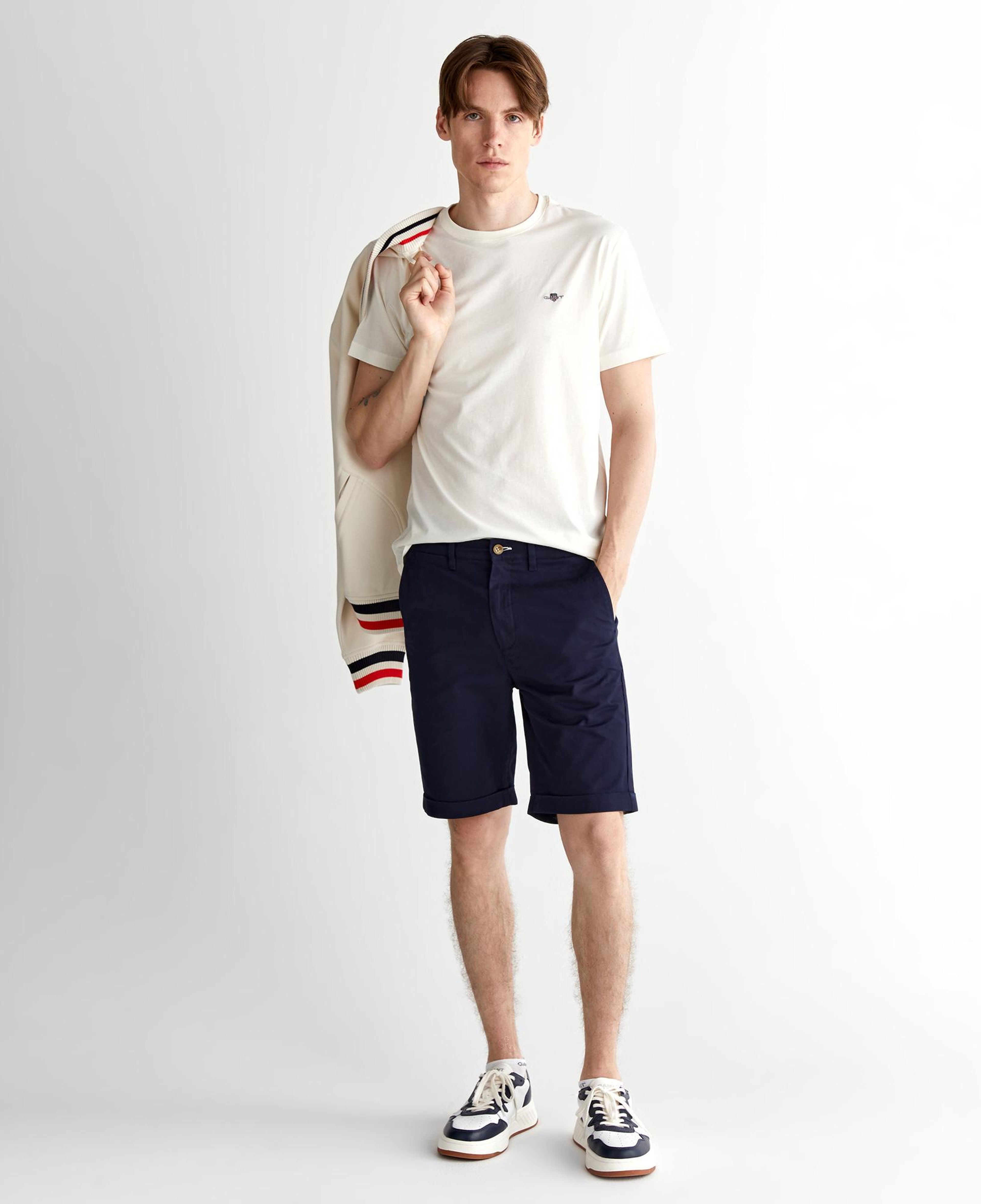 GANT Erkek Krem Regular Fit Bisiklet Yaka T-Shirt