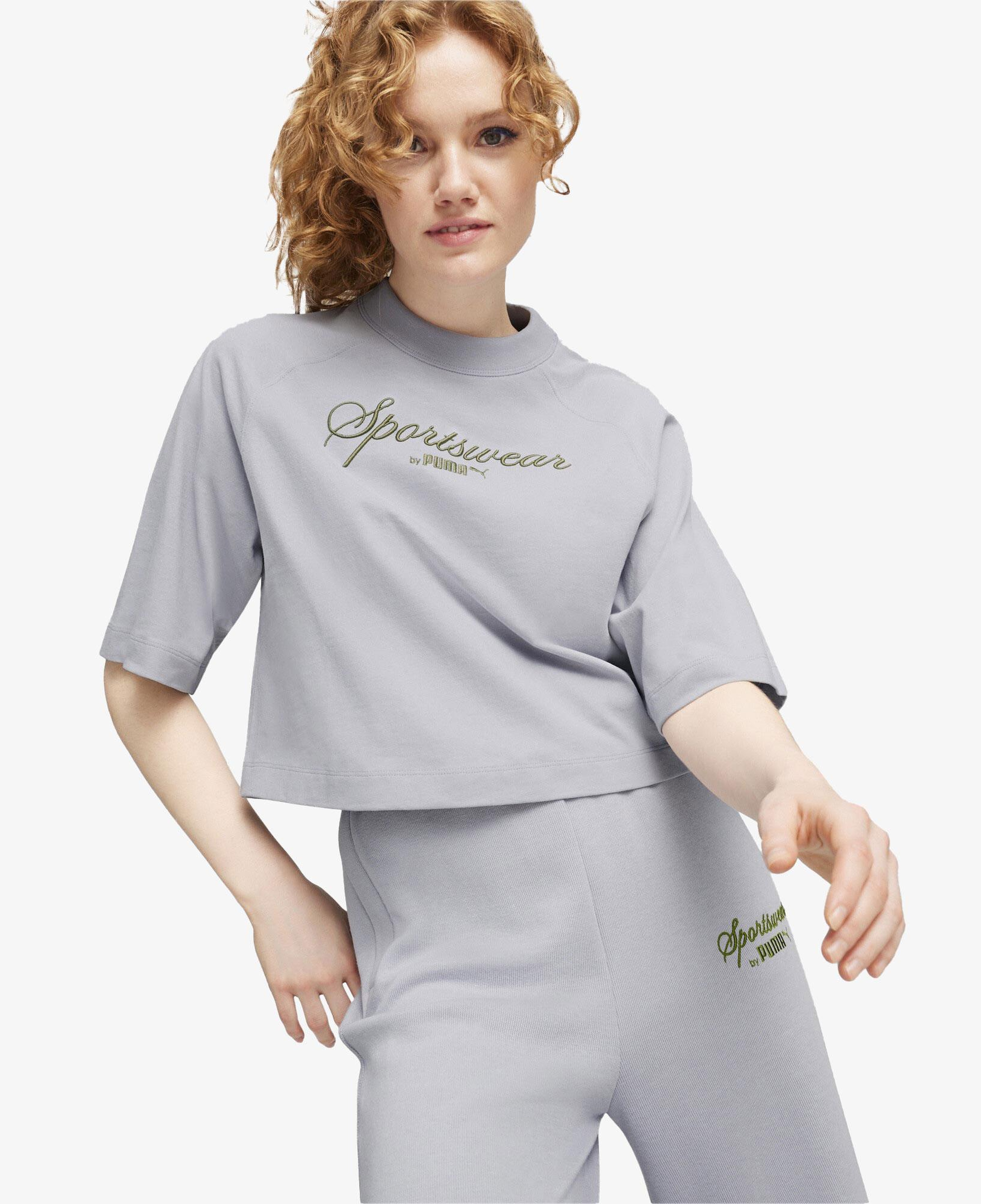 Puma Classics+ Oversized Kadın Gri T-Shirt