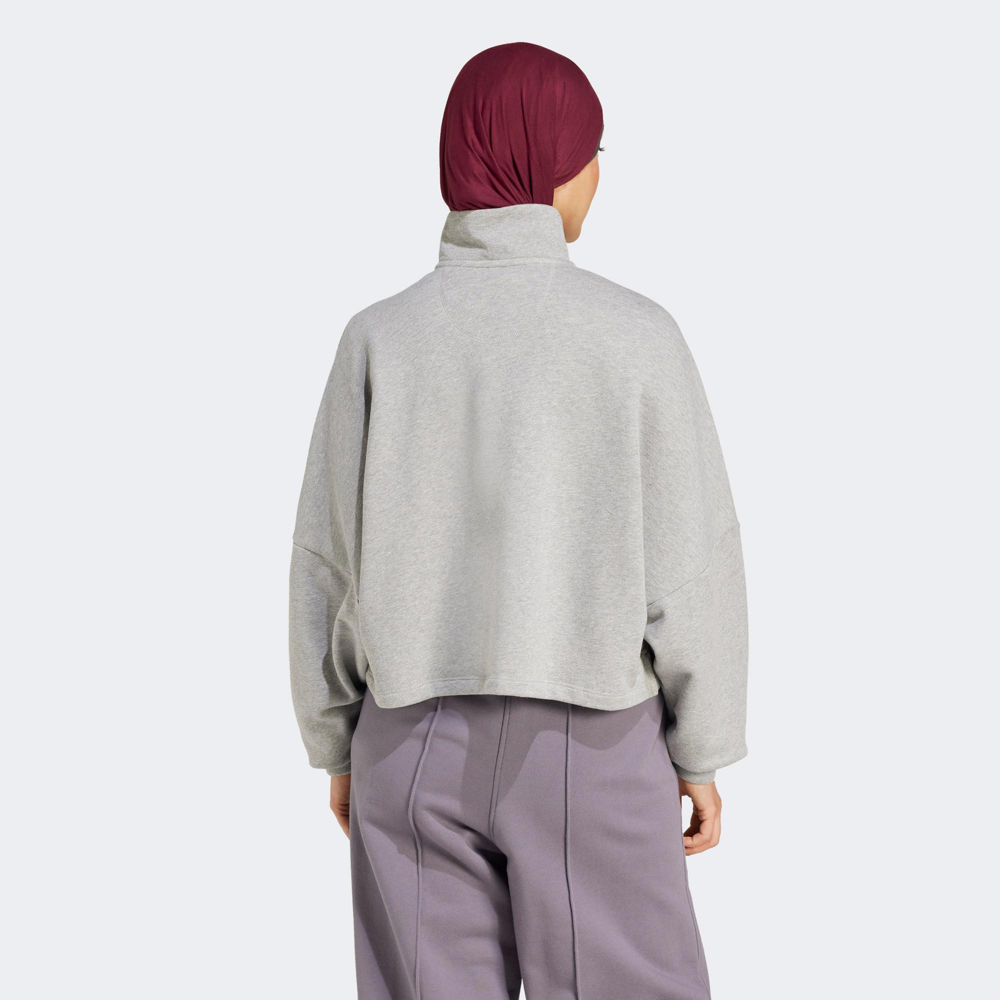 adidas Essentials Fleece Kadın Gri Sweatshirt