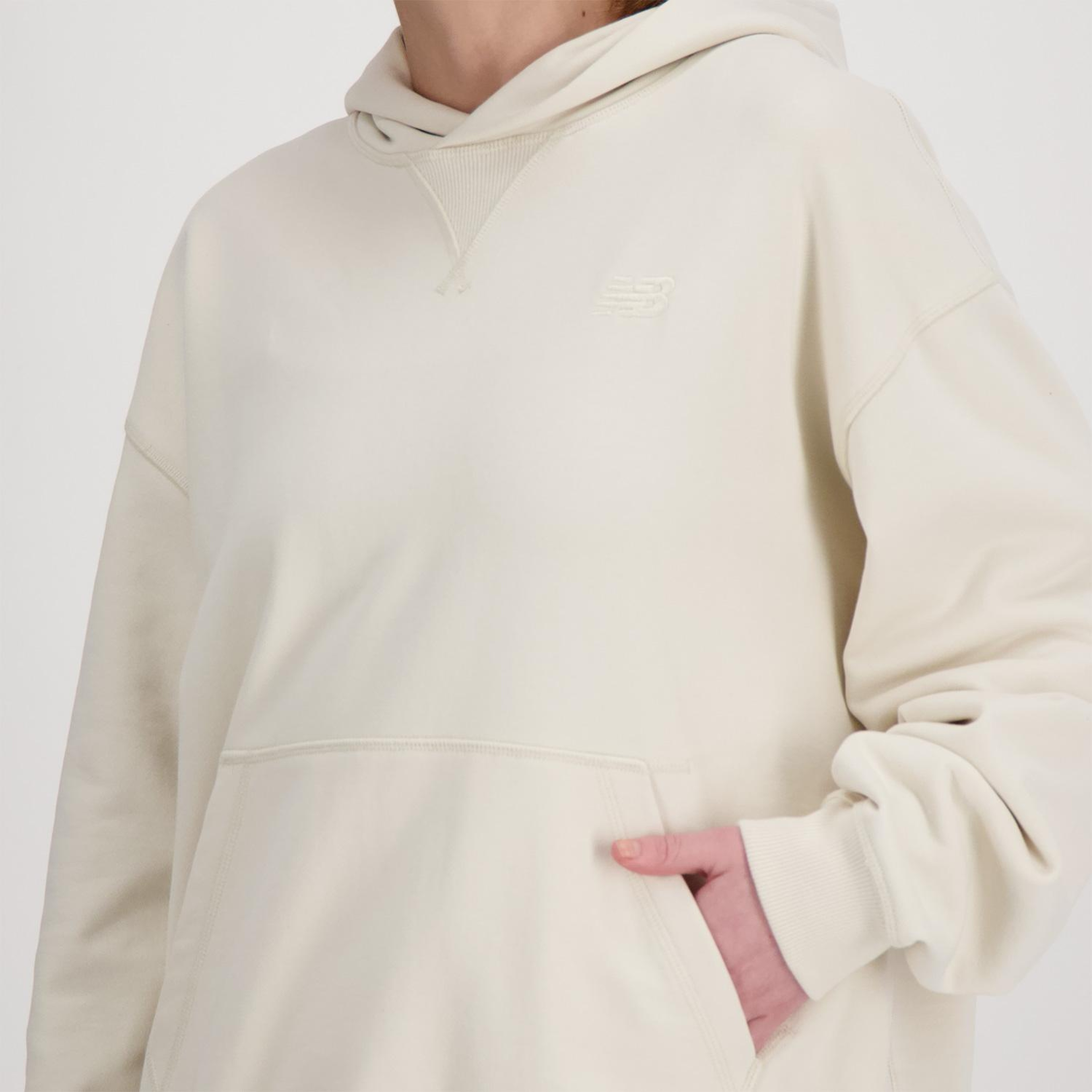 New Balance Athletics French Terry Kadın Krem Hoodie