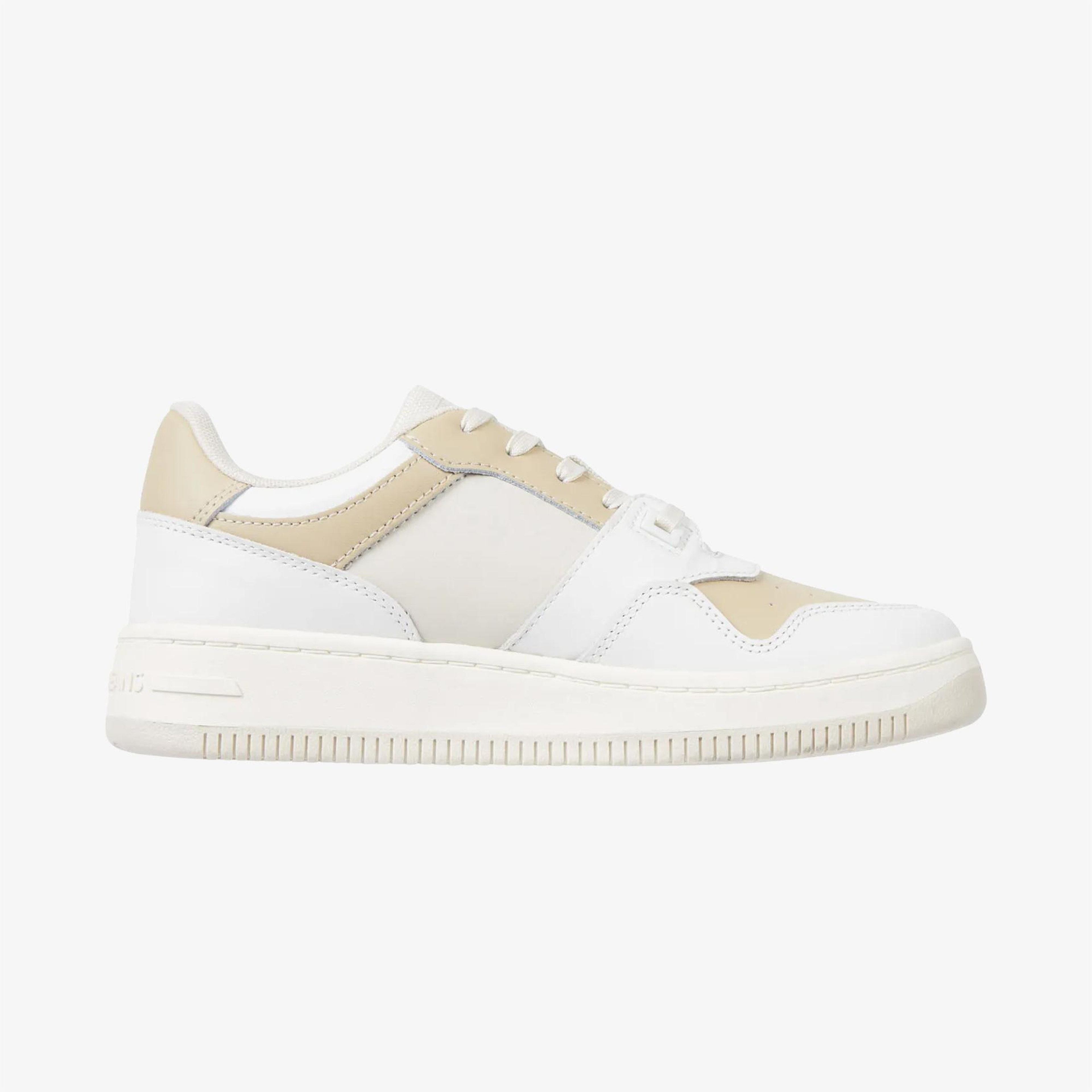 Tommy Jeans Retro Basket Tonal Deri Kadın Bej Spor Ayakkabı
