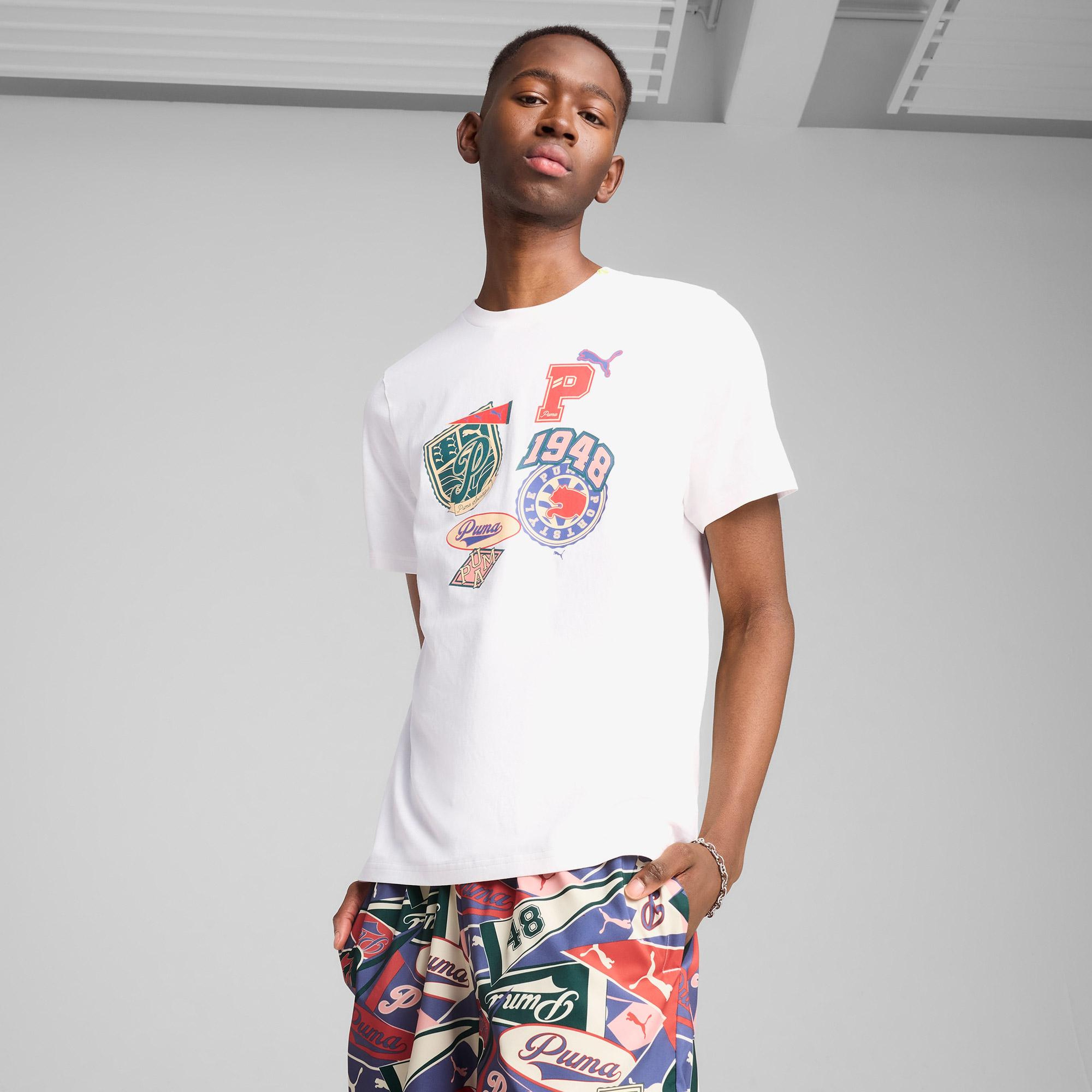 Puma Wardrobe Ess Graphic Erkek Beyaz T-Shirt