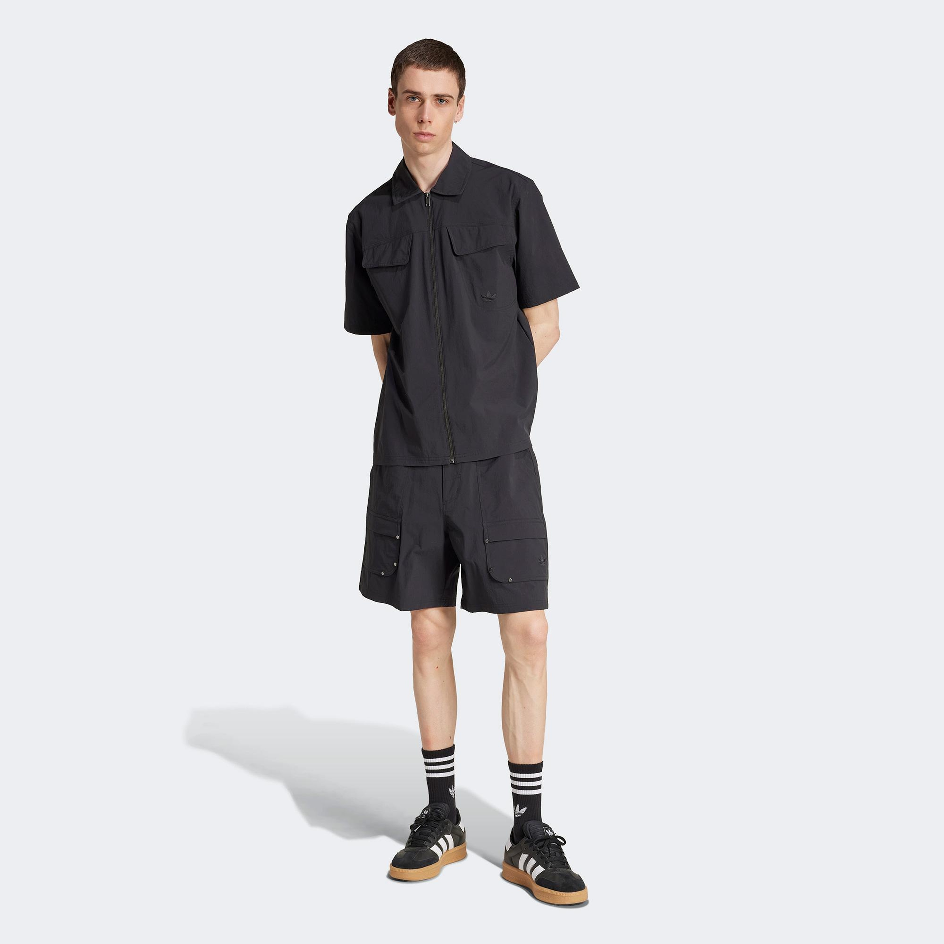 adidas Originals Essentials Erkek Fermuarlı Siyah Gömlek
