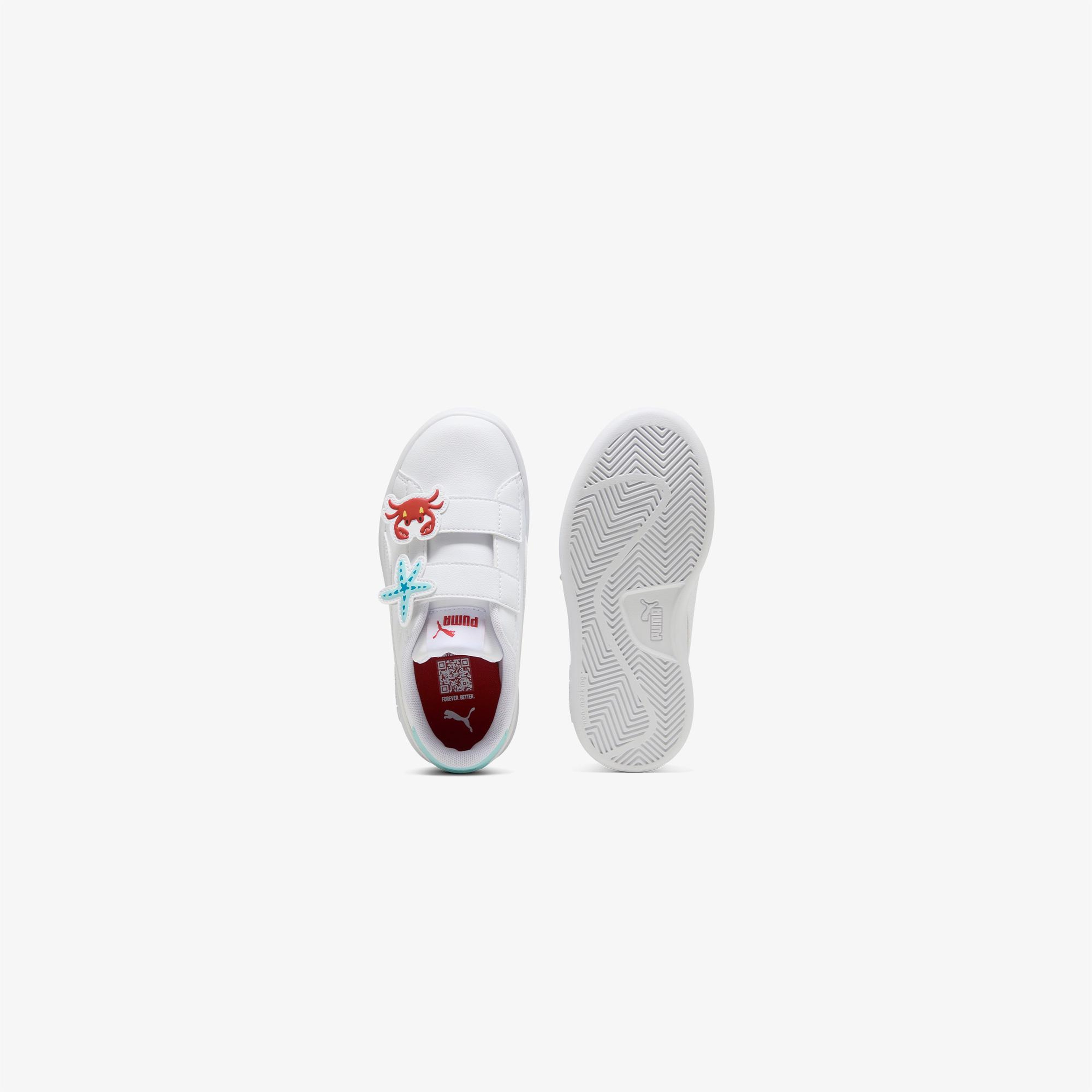 Puma Smash 3 0 Badges Yengeç&Yıldız Figürlü Çocuk Beyaz Spor Ayakkabı