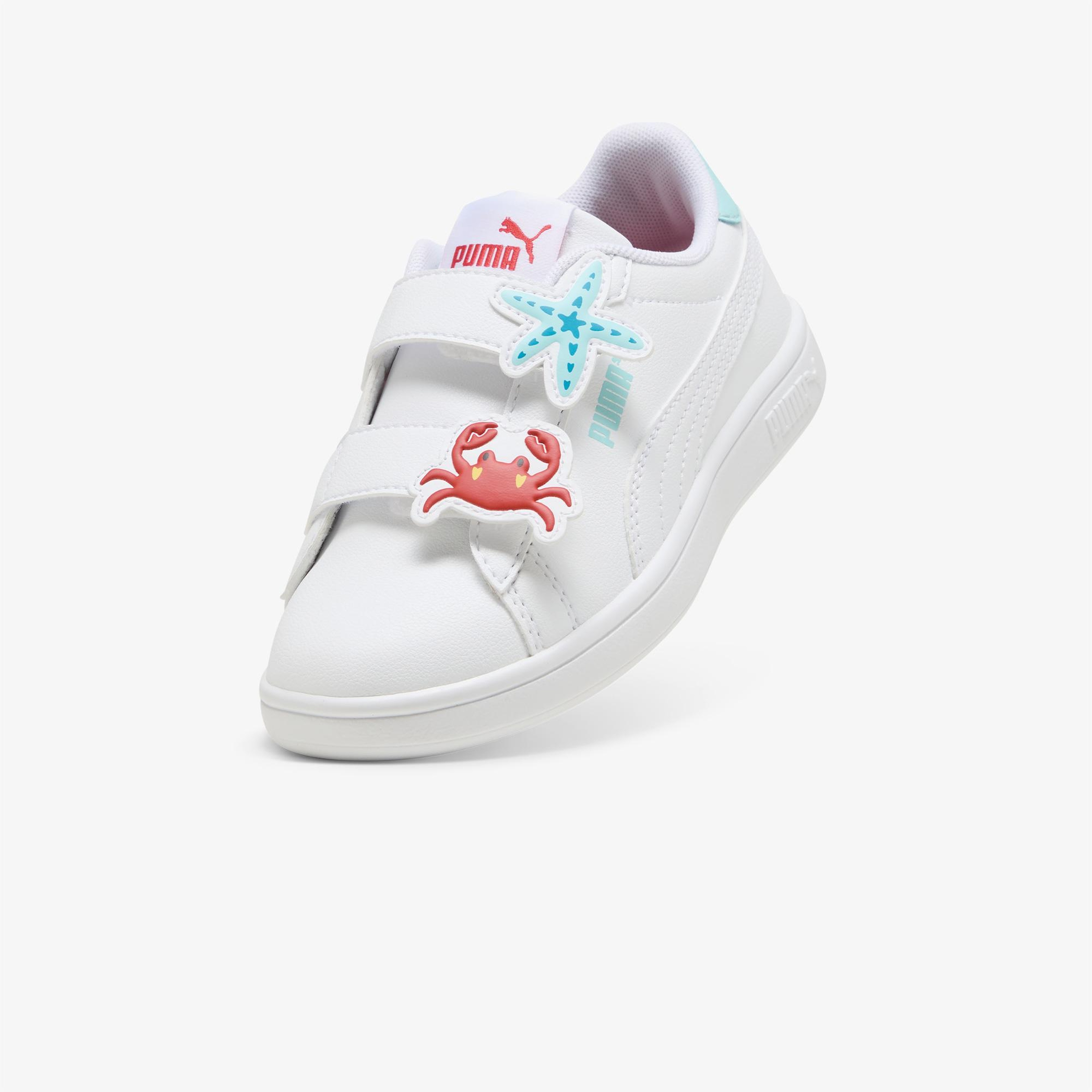 Puma Smash 3 0 Badges Yengeç&Yıldız Figürlü Çocuk Beyaz Spor Ayakkabı