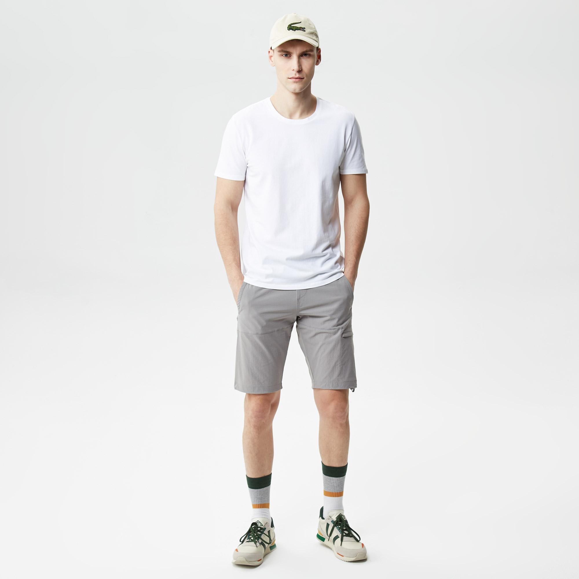 Erkek Slim Fit Gri Bermuda