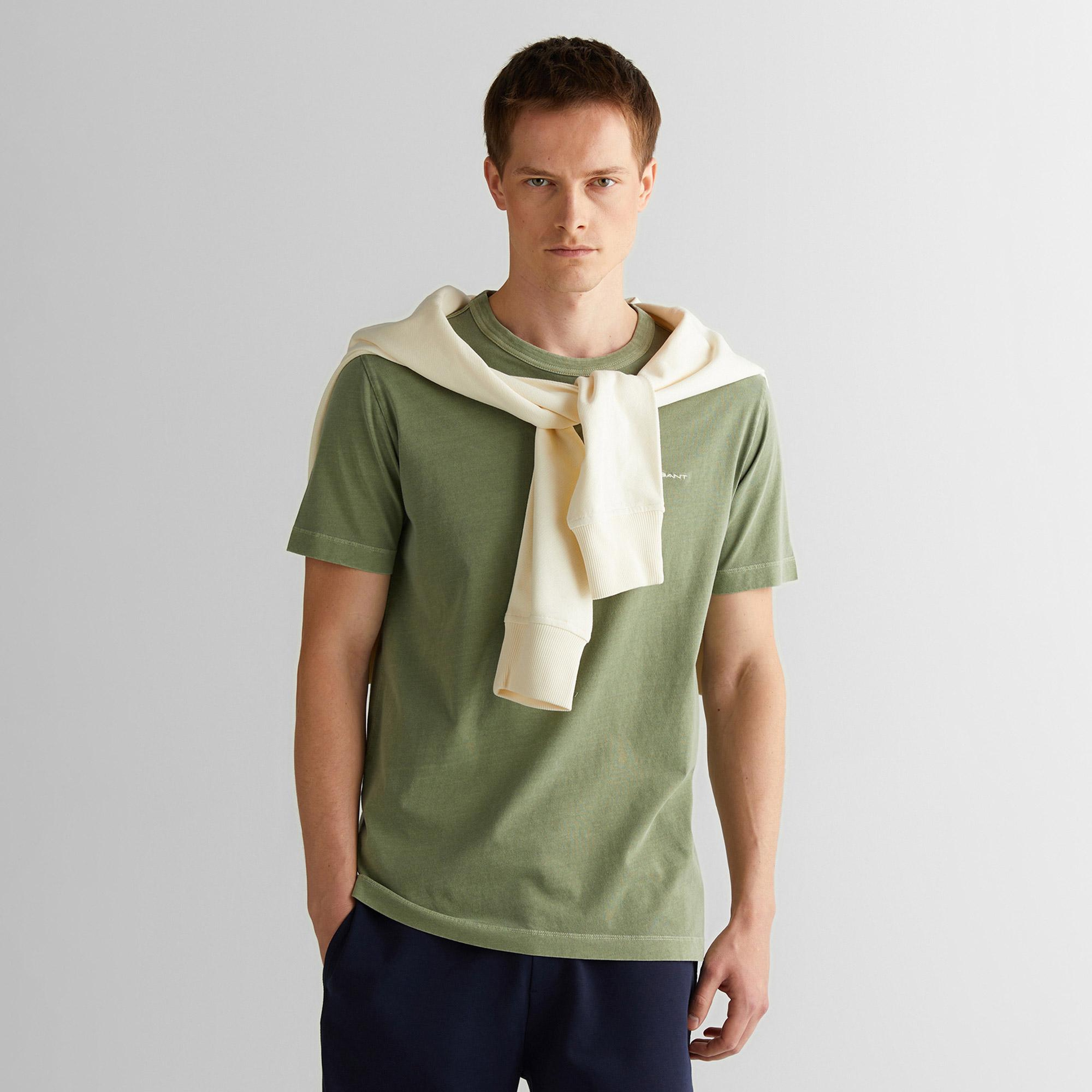 GANT Erkek Yeşil Regular Fit Bisiklet Yaka T-Shirt