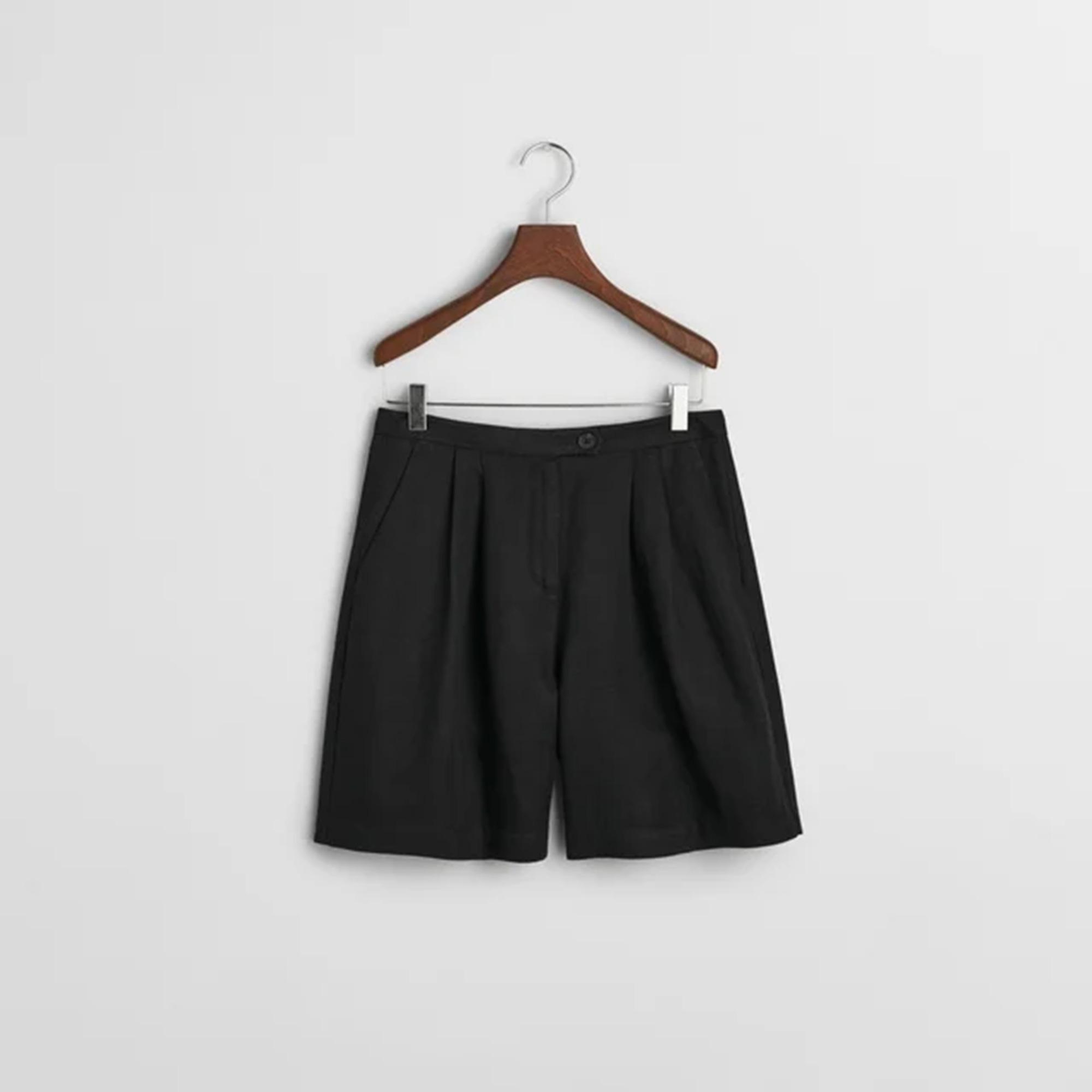 GANT Kadın Siyah Relaxed Fit Keten Şort