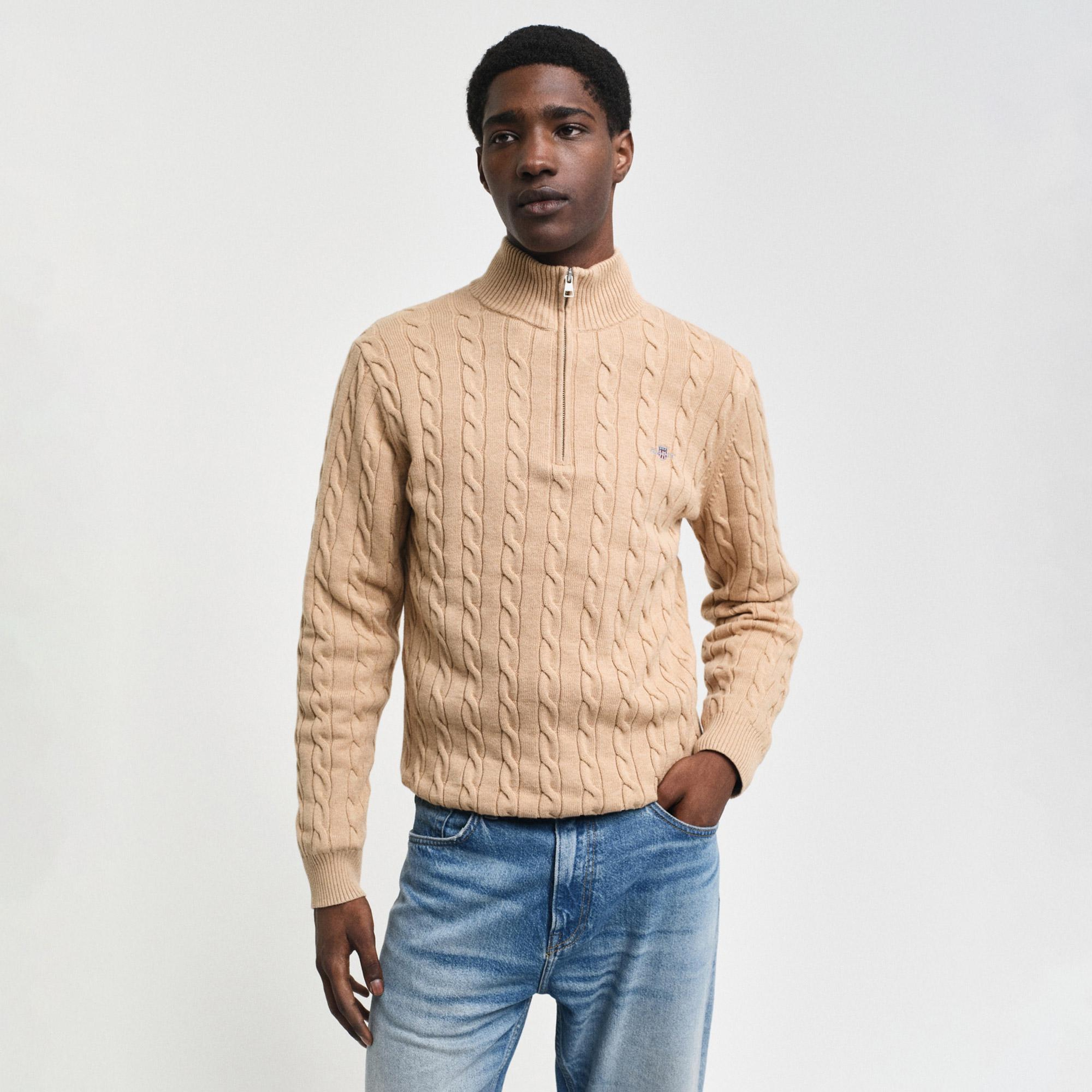 GANT Erkek Krem Regular Fit Örgü Kazak