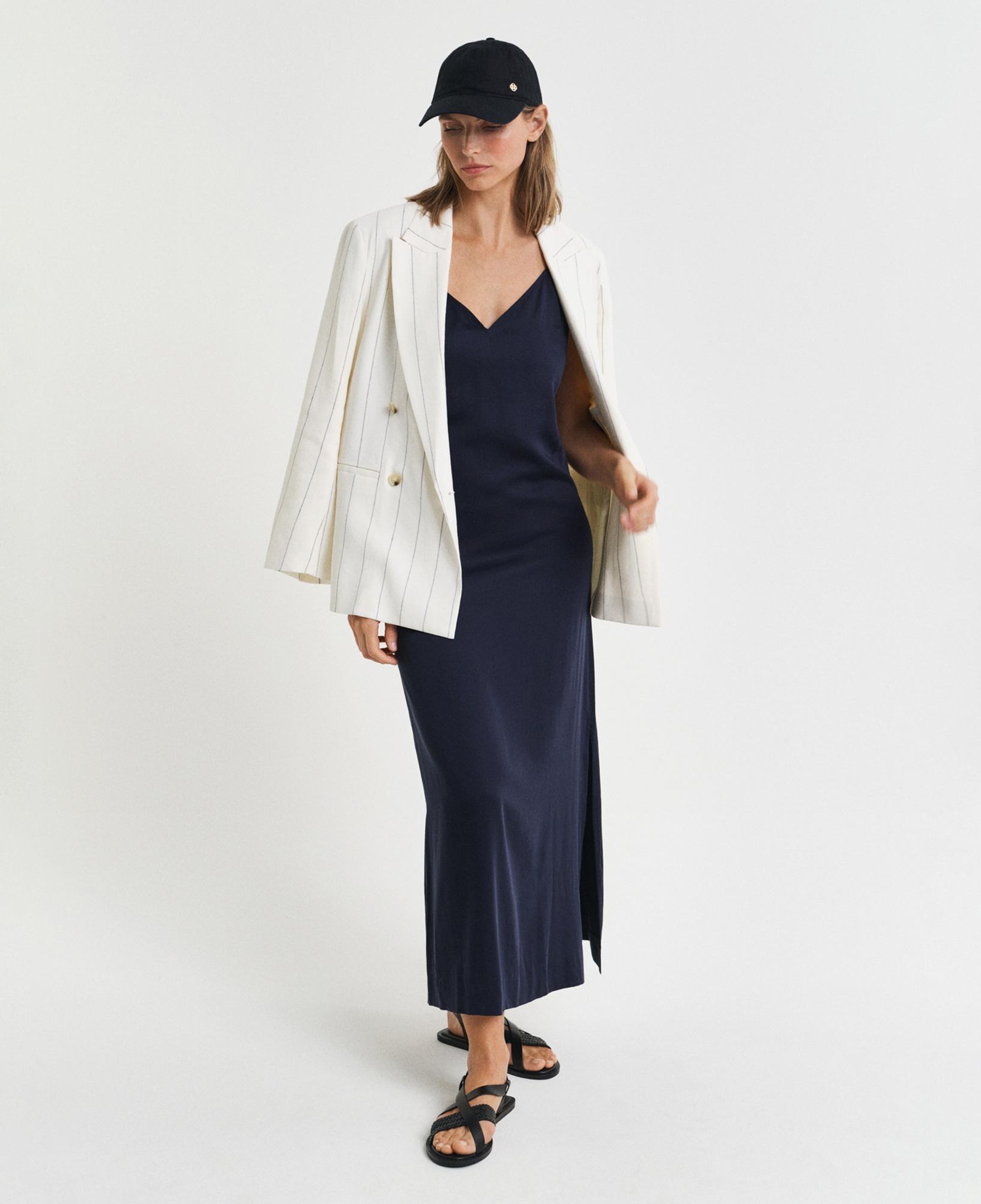 GANT Kadın Lacivert Regular Fit V Yaka Elbise
