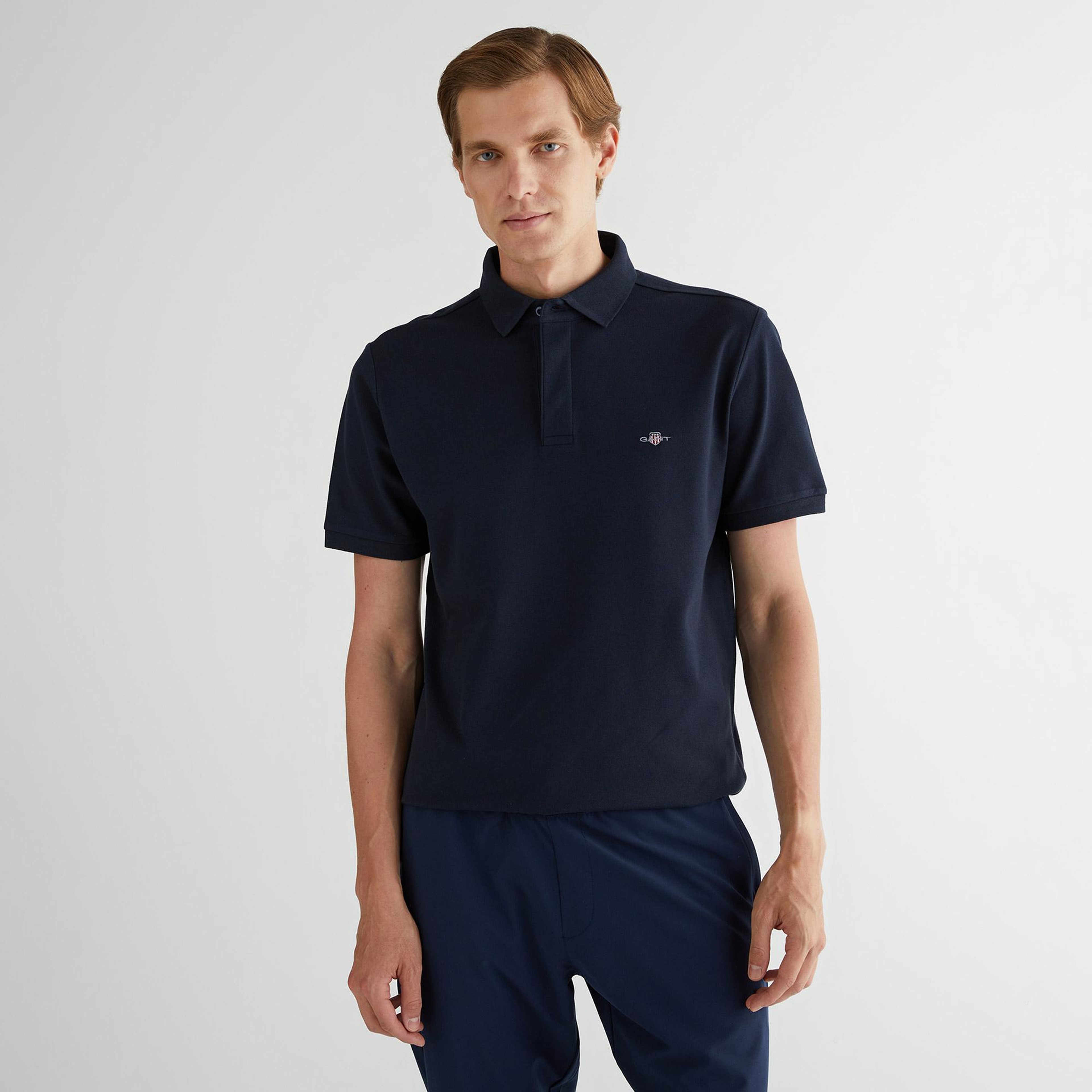 GANT Erkek Lacivert Kısa Kollu Polo