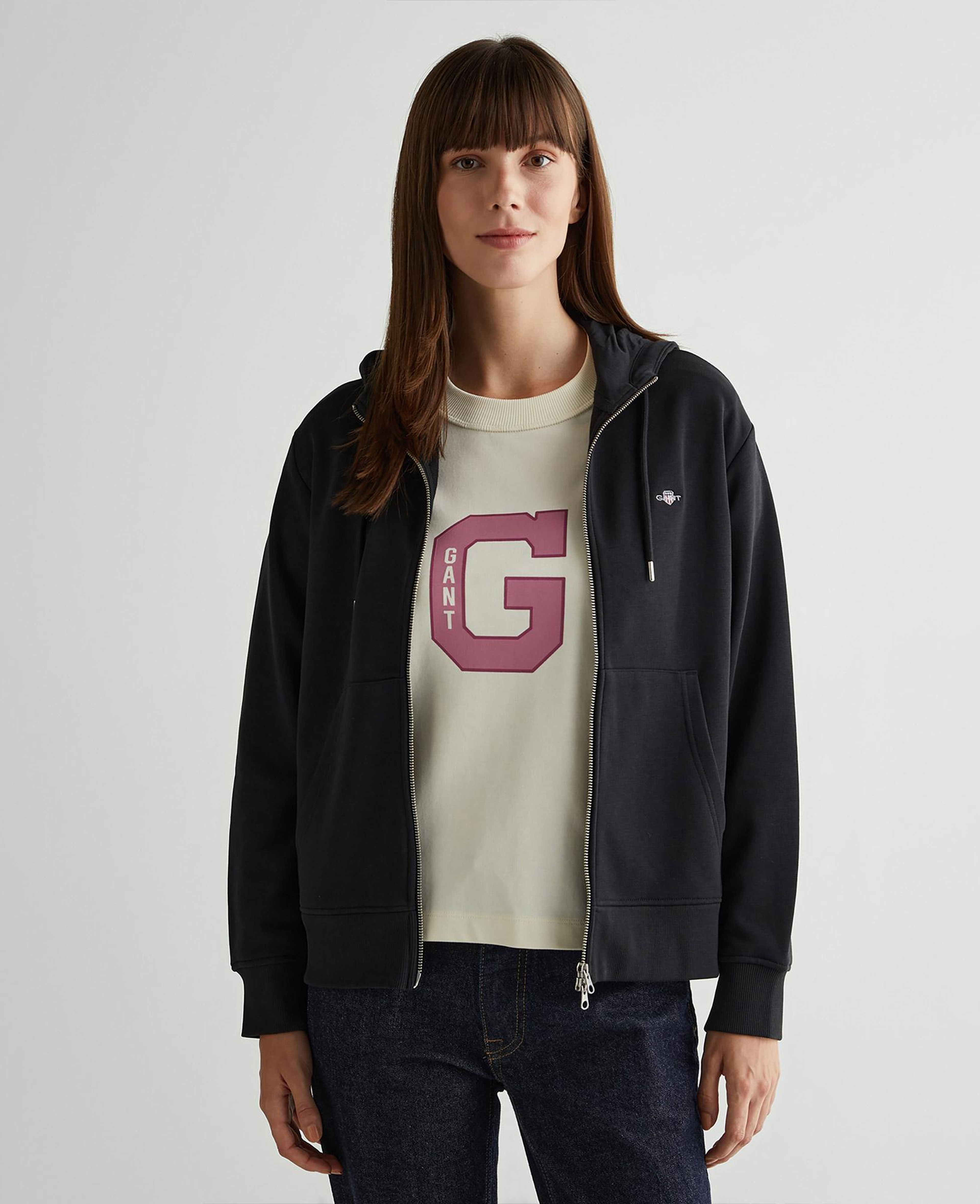 GANT Kadın Siyah Relaxed Fit Kapüşonlu Sweatshirt
