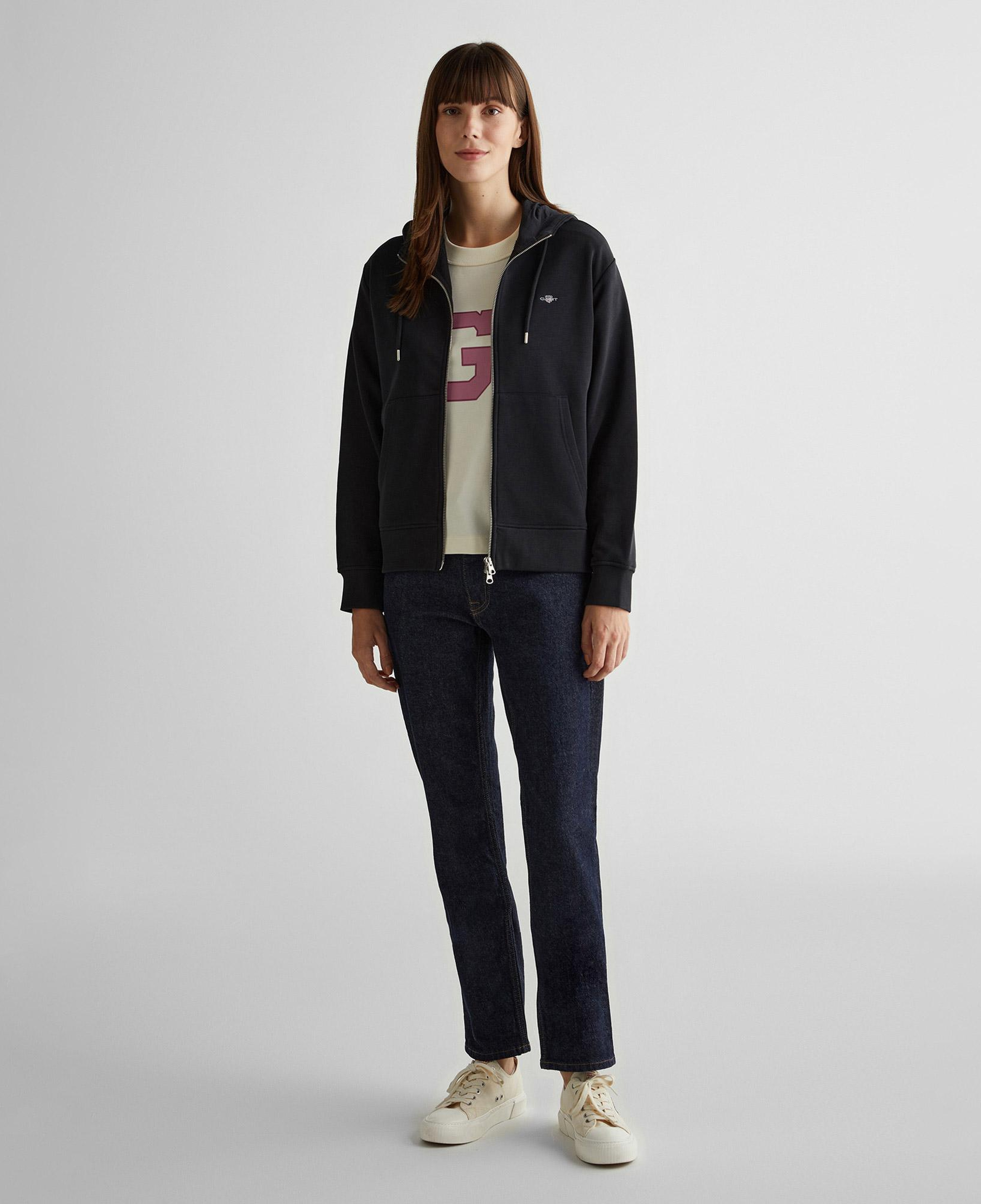 GANT Kadın Siyah Relaxed Fit Kapüşonlu Sweatshirt