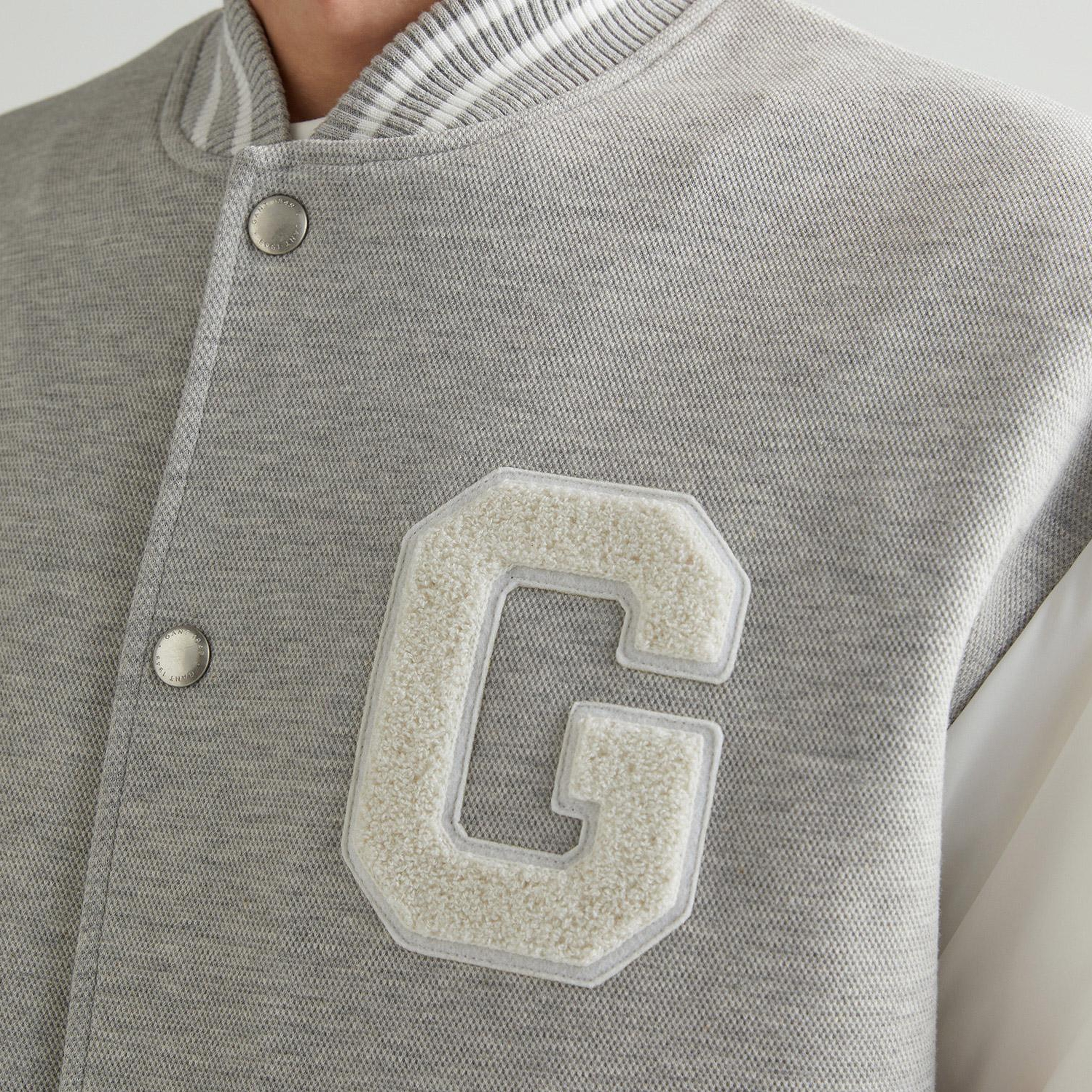 GANT Erkek Gri Relaxed Fit Hakim Yaka Logolu Bomber Ceket