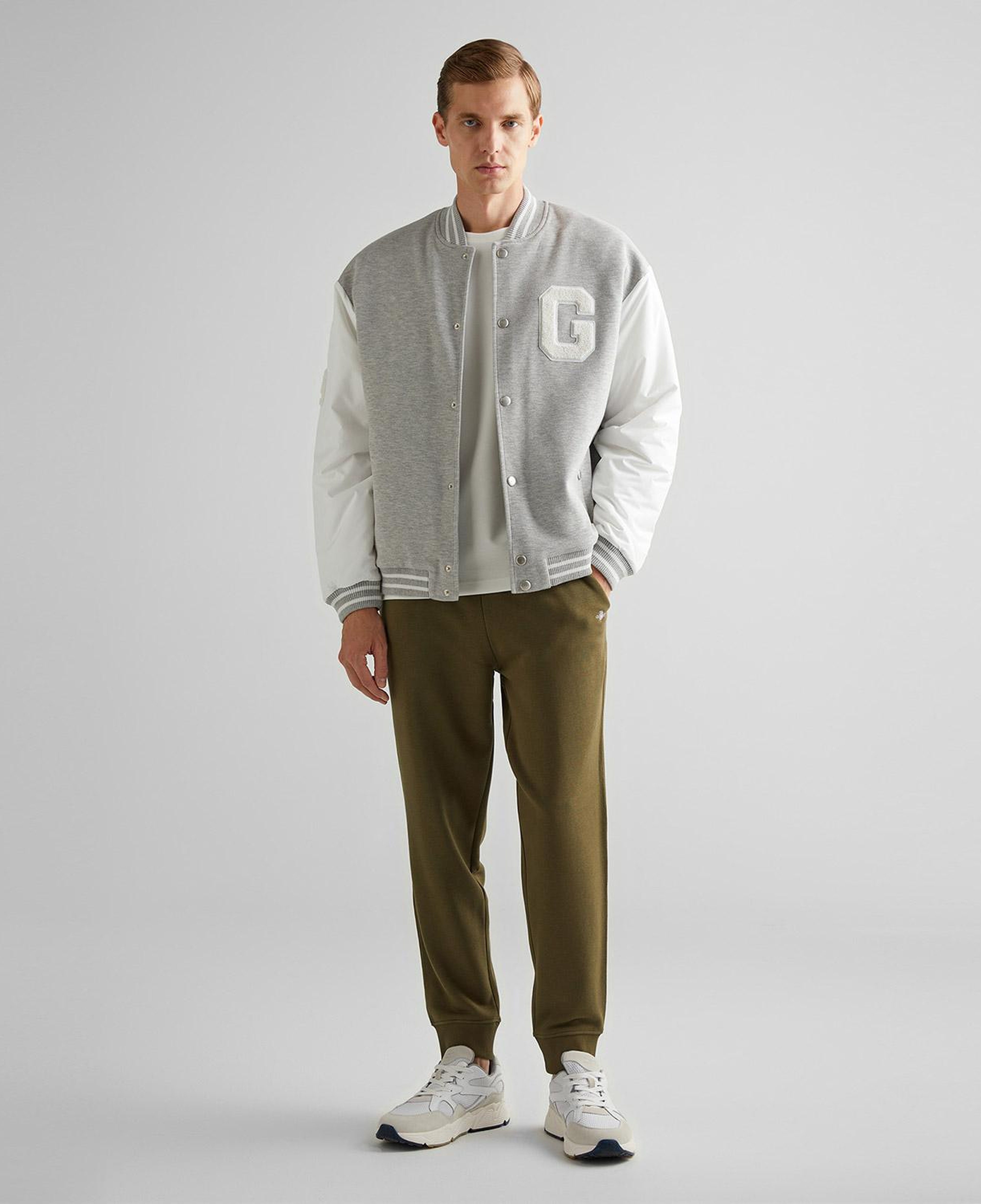 GANT Erkek Gri Relaxed Fit Hakim Yaka Logolu Bomber Ceket