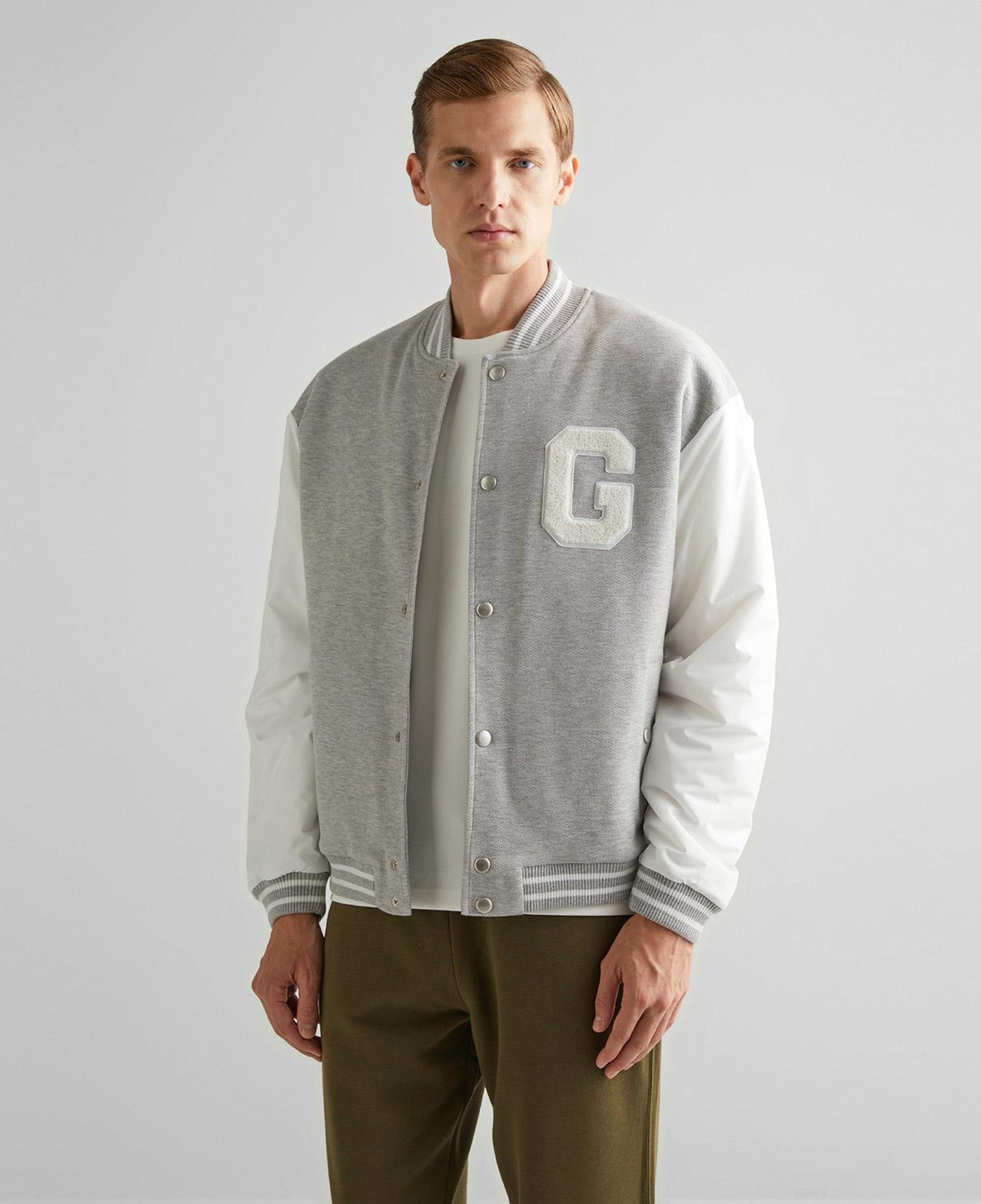 GANT Erkek Gri Relaxed Fit Hakim Yaka Logolu Bomber Ceket