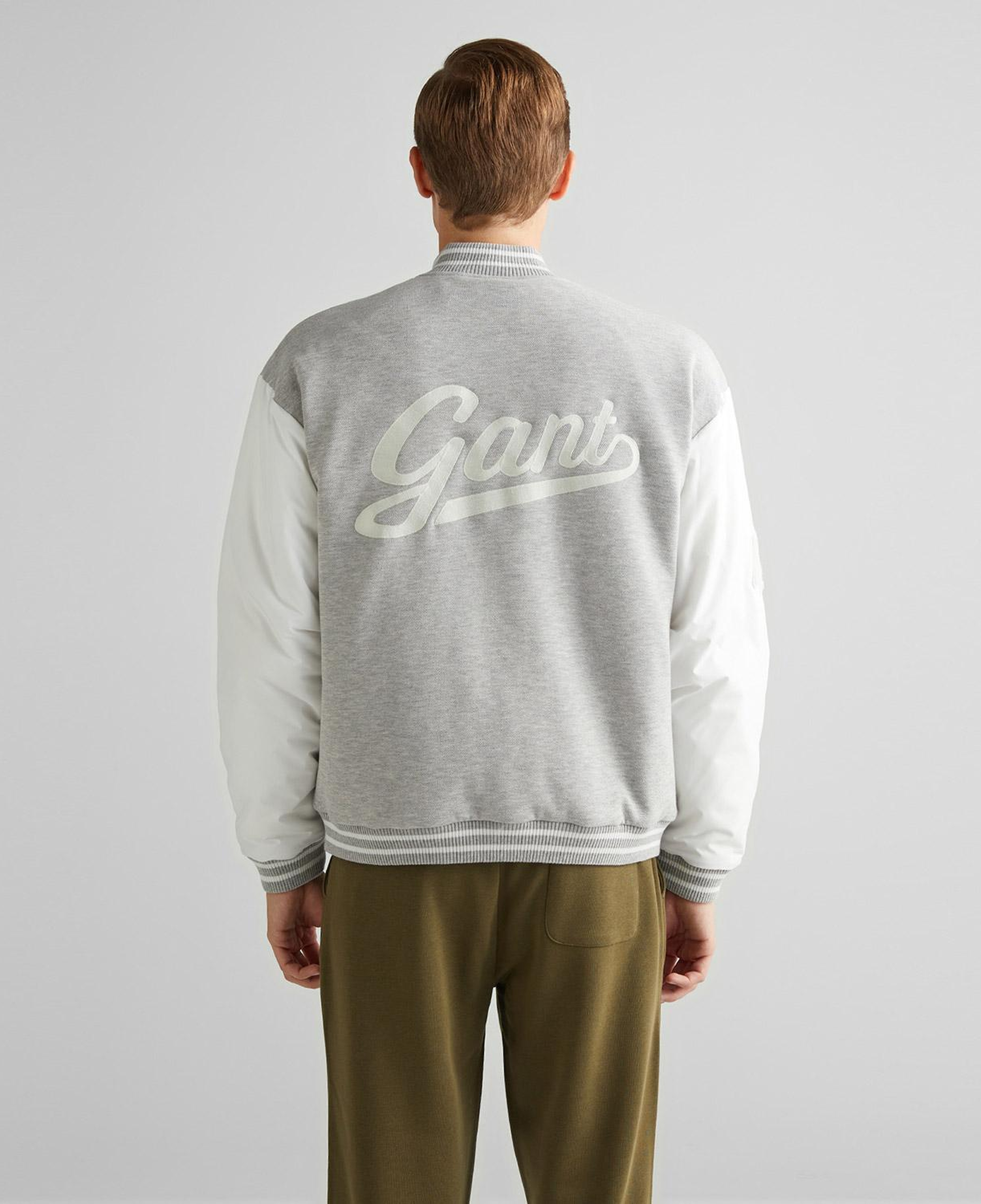GANT Erkek Gri Relaxed Fit Hakim Yaka Logolu Bomber Ceket