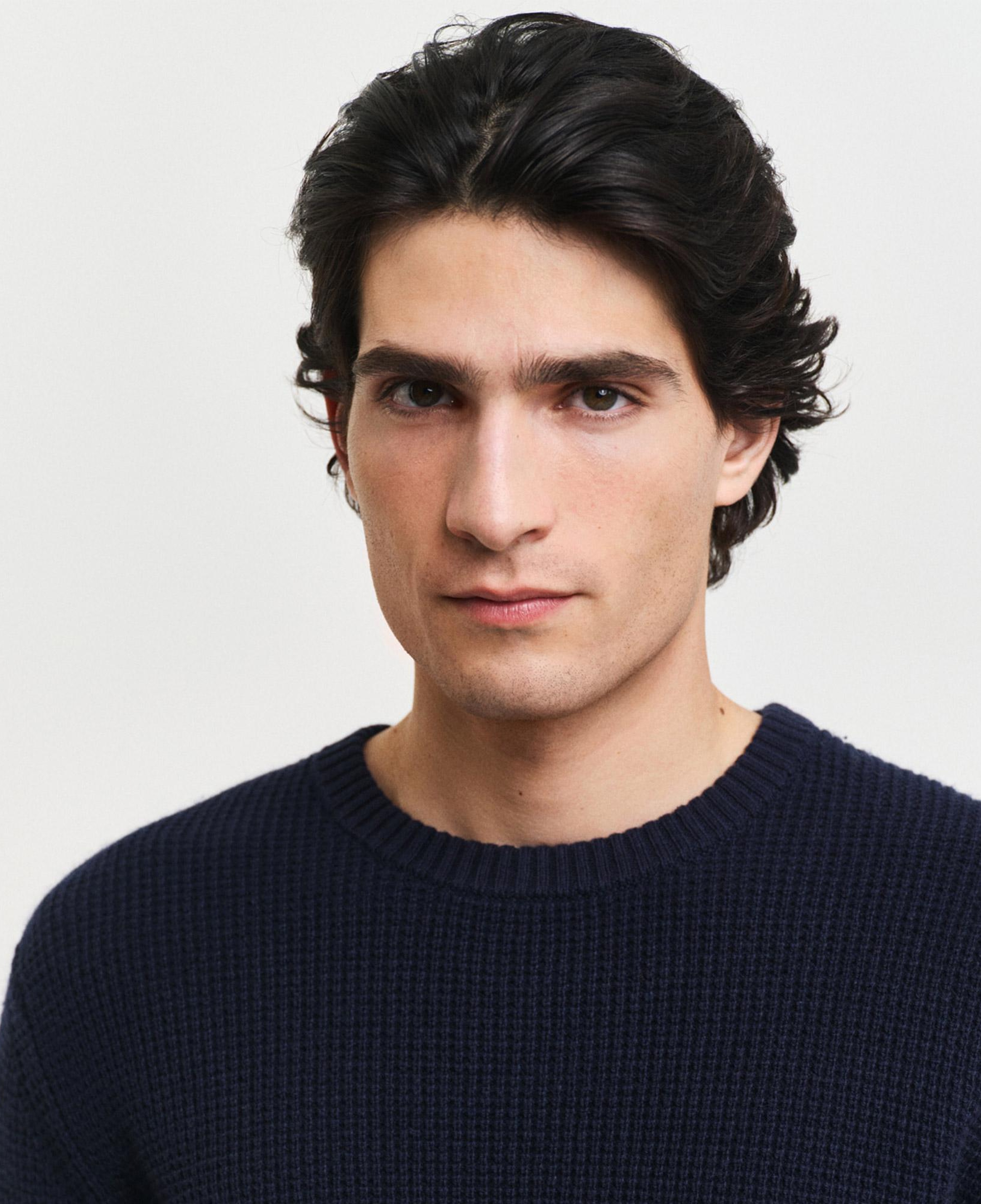 GANT Erkek Lacivert Regular Fit Bisiklet Yaka Kazak