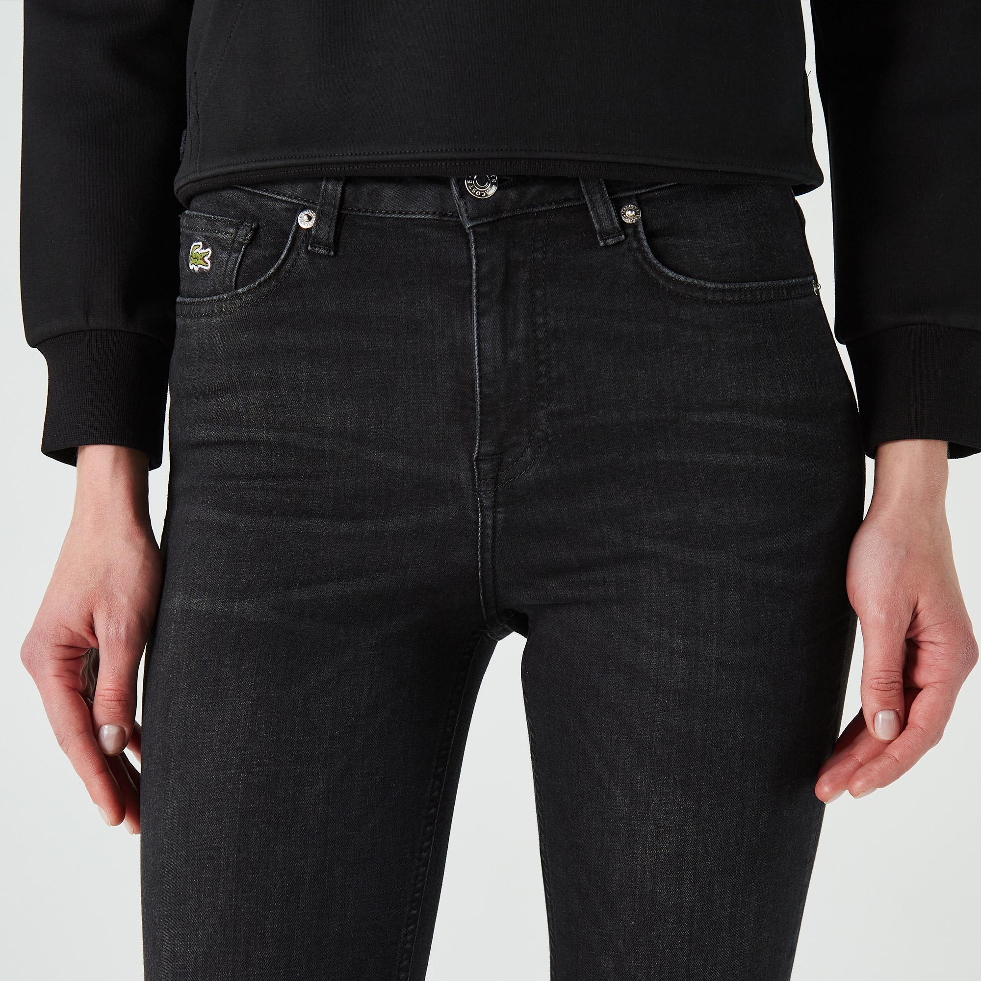 Lacoste Kadın Skinny Fit Denim Koyu Gri Pantolon