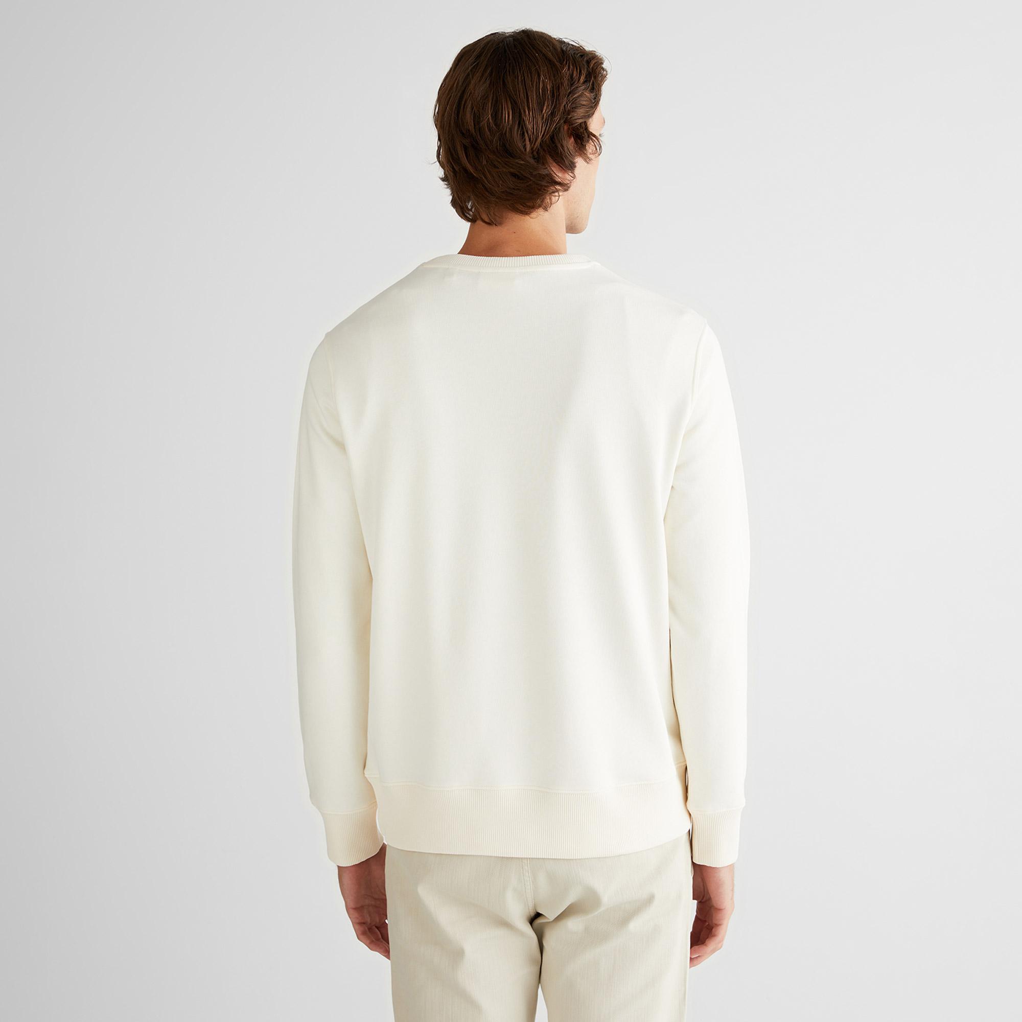 GANT Erkek Krem Regular Fit Bisiklet Yaka Logolu Sweatshirt