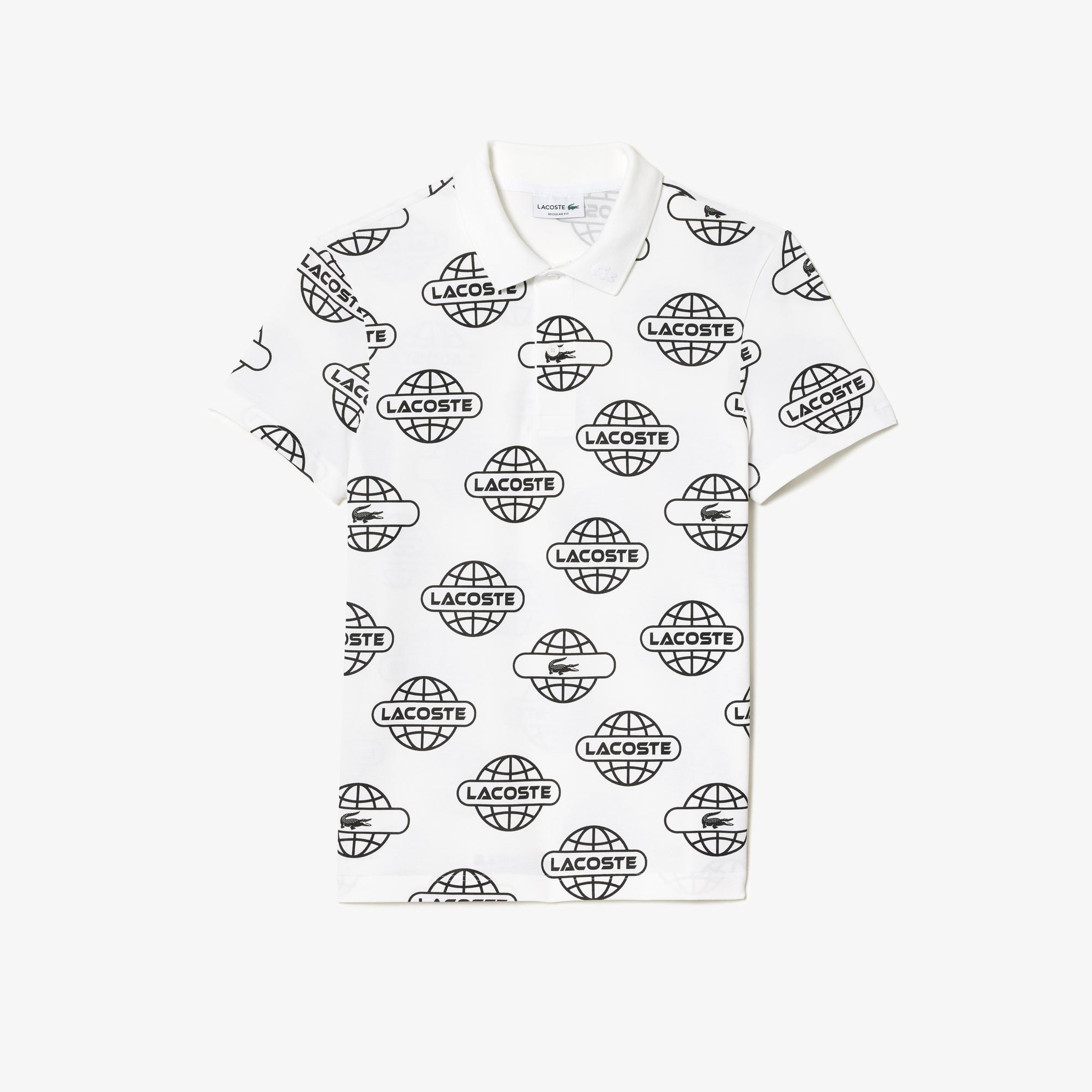 Lacoste Movement Erkek Regular Fit Organik Pamuk Baskılı Beyaz Polo