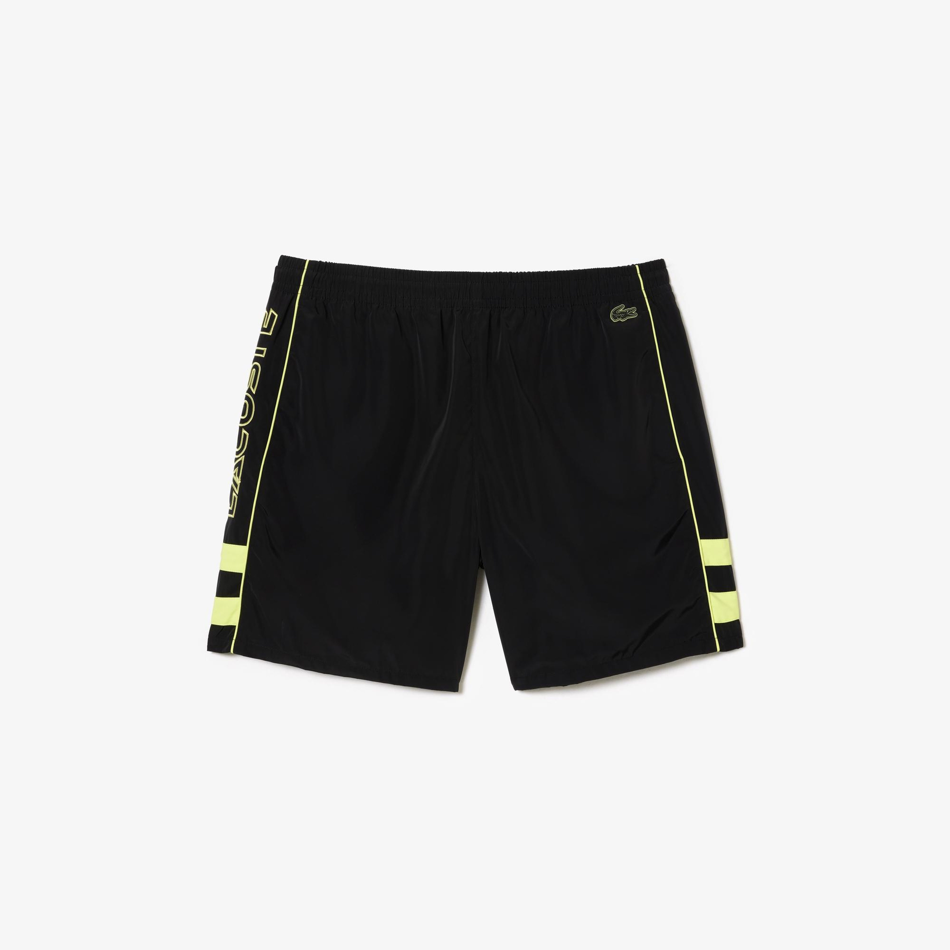 Erkek Relaxed Fit Baskılı Siyah Şort