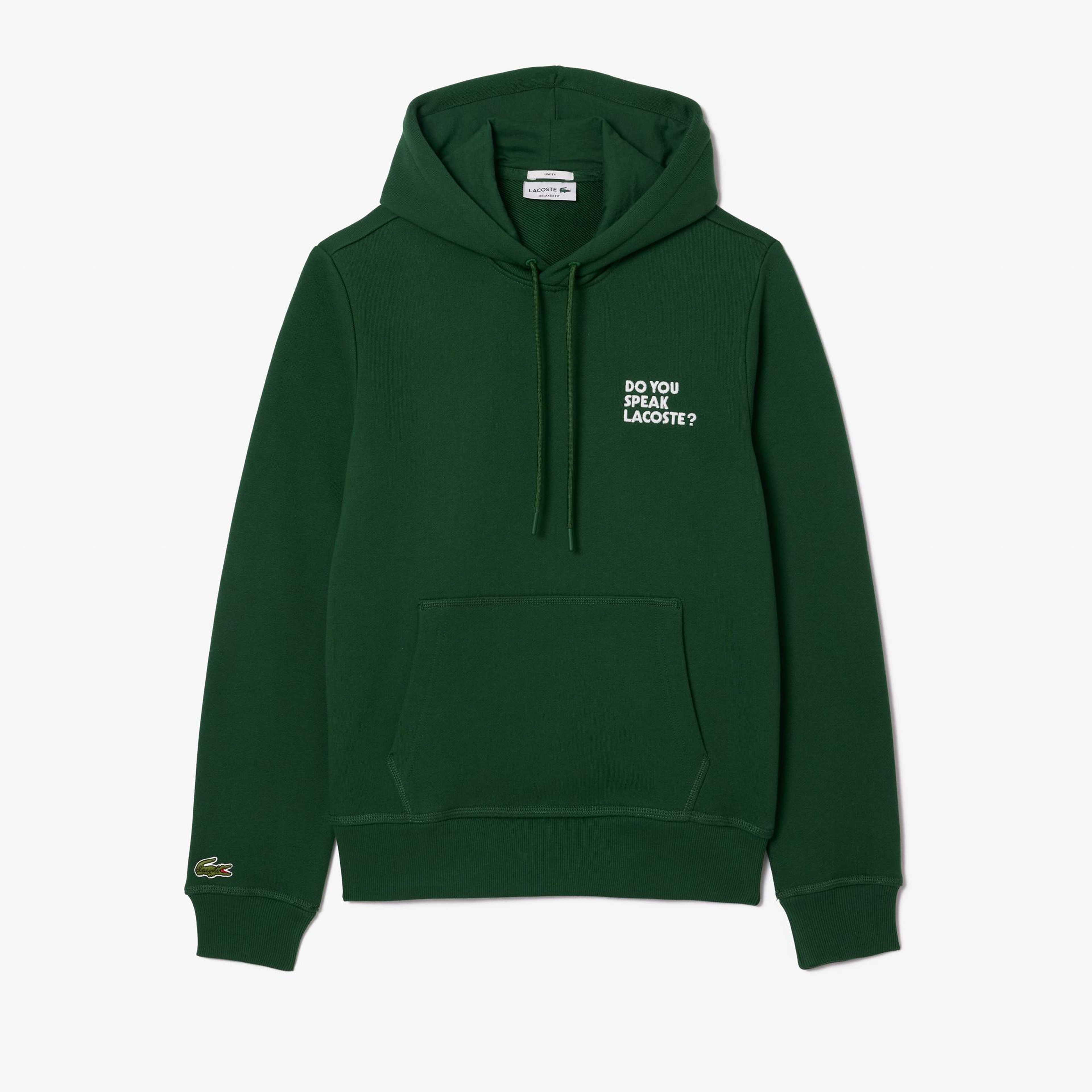 Unisex Relaxed Fit Kapüşonlu Baskılı Yeşil Sweatshirt