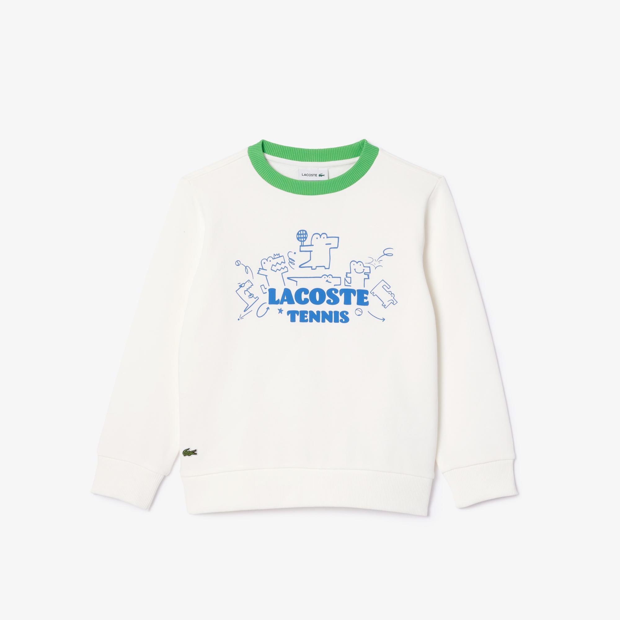 Çocuk Bisiklet Yaka Baskılı Beyaz Sweatshirt