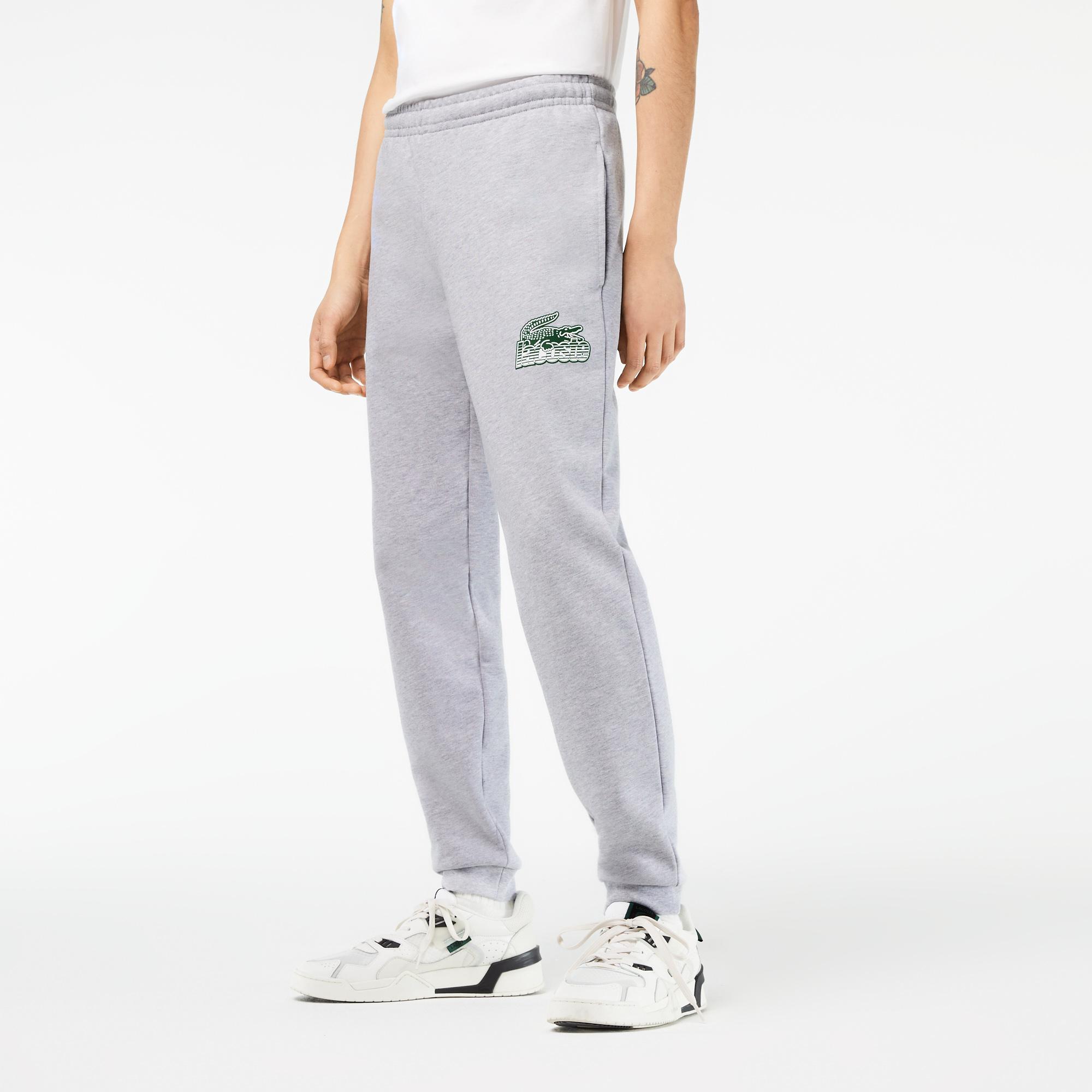 Erkek Slim Fit Baskılı Gri Eşofman Altı