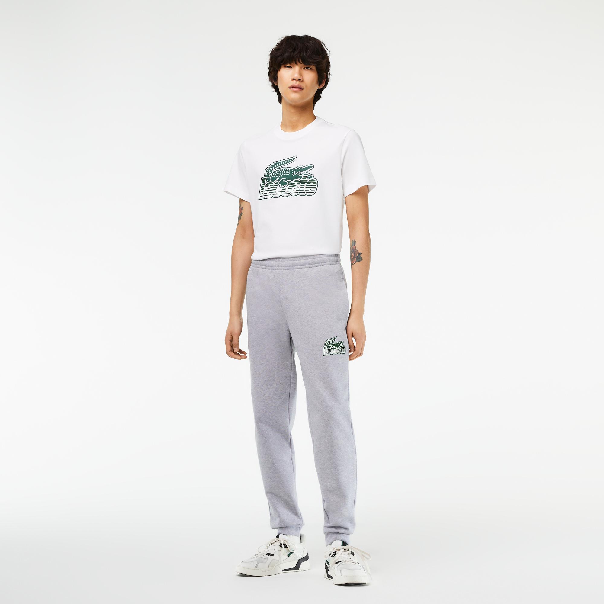 Erkek Slim Fit Baskılı Gri Eşofman Altı