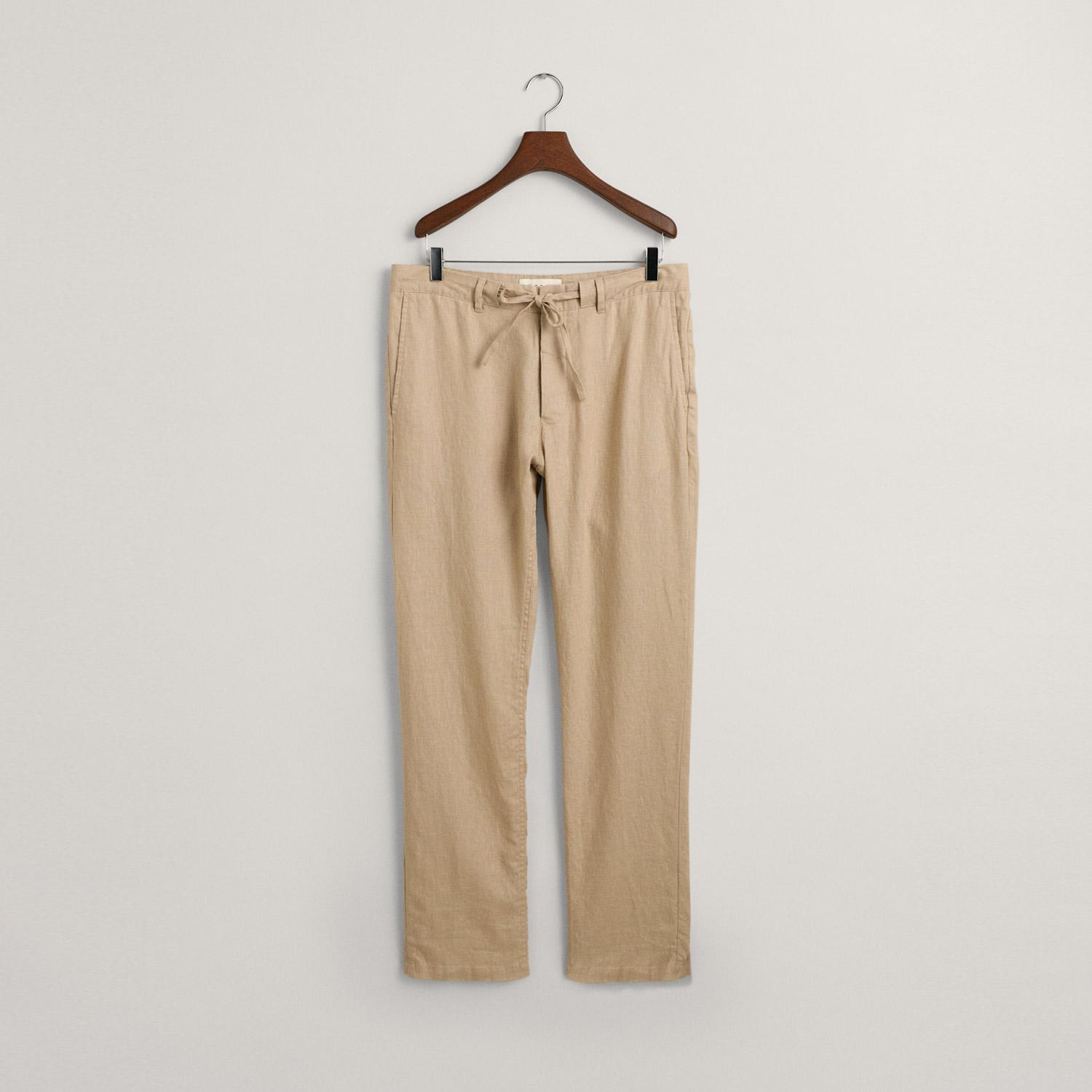 GANT Erkek Bej Relaxed Fit Keten Pantolon