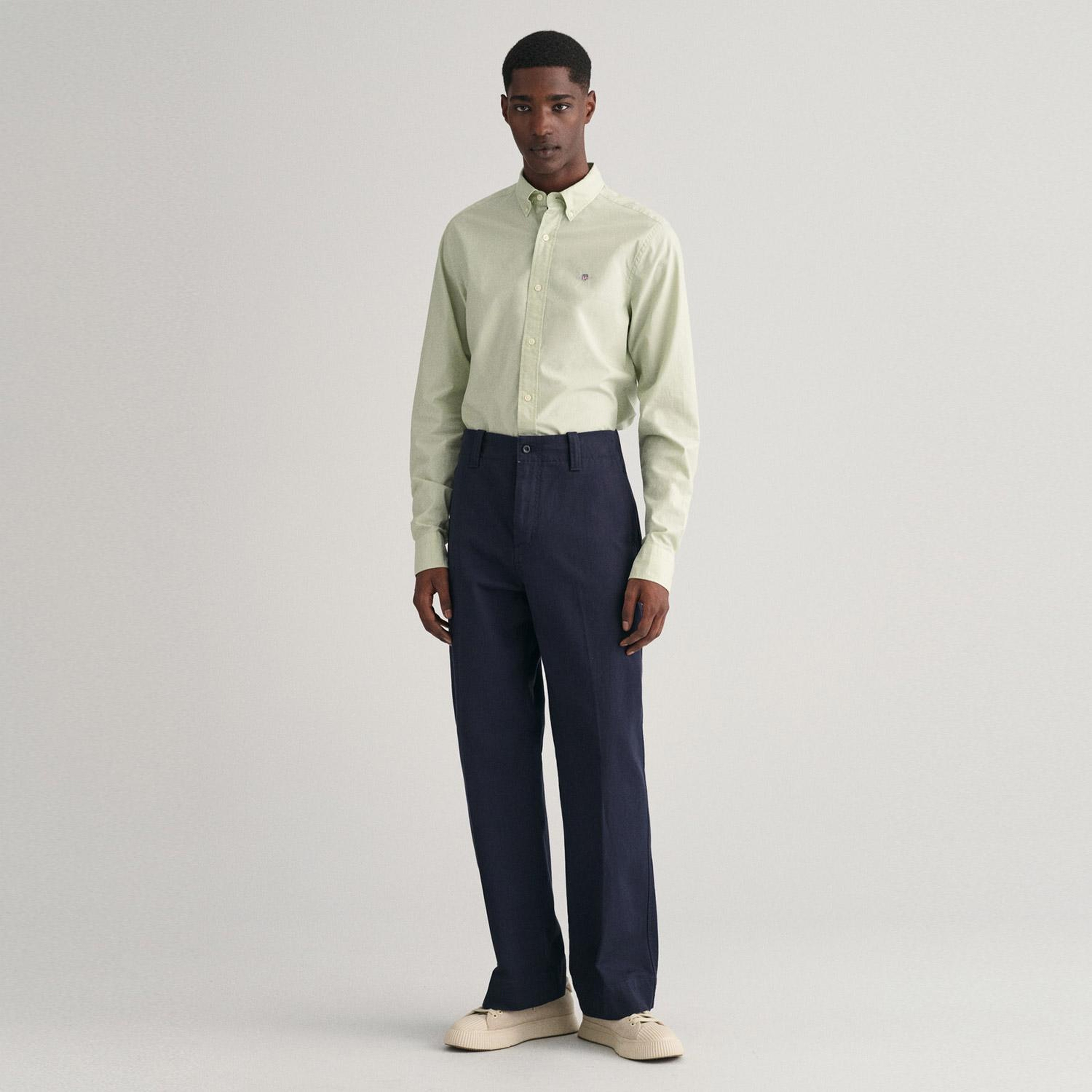 GANT Erkek Yeşil Slim Fit Düğmeli Yaka Broadcloth Gömlek