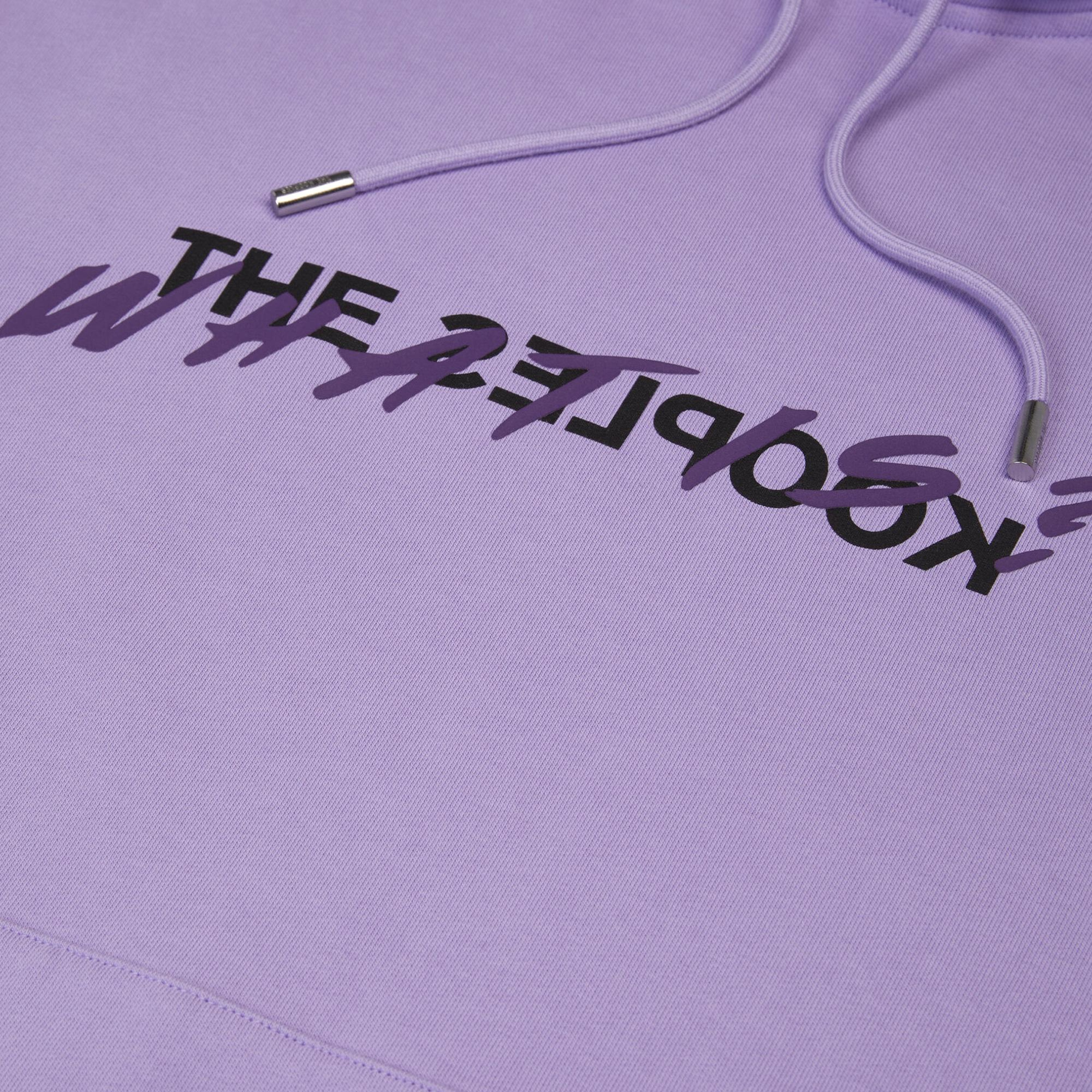 KADIN BASKILI KAPÜŞONLU MOR SWEATSHIRT