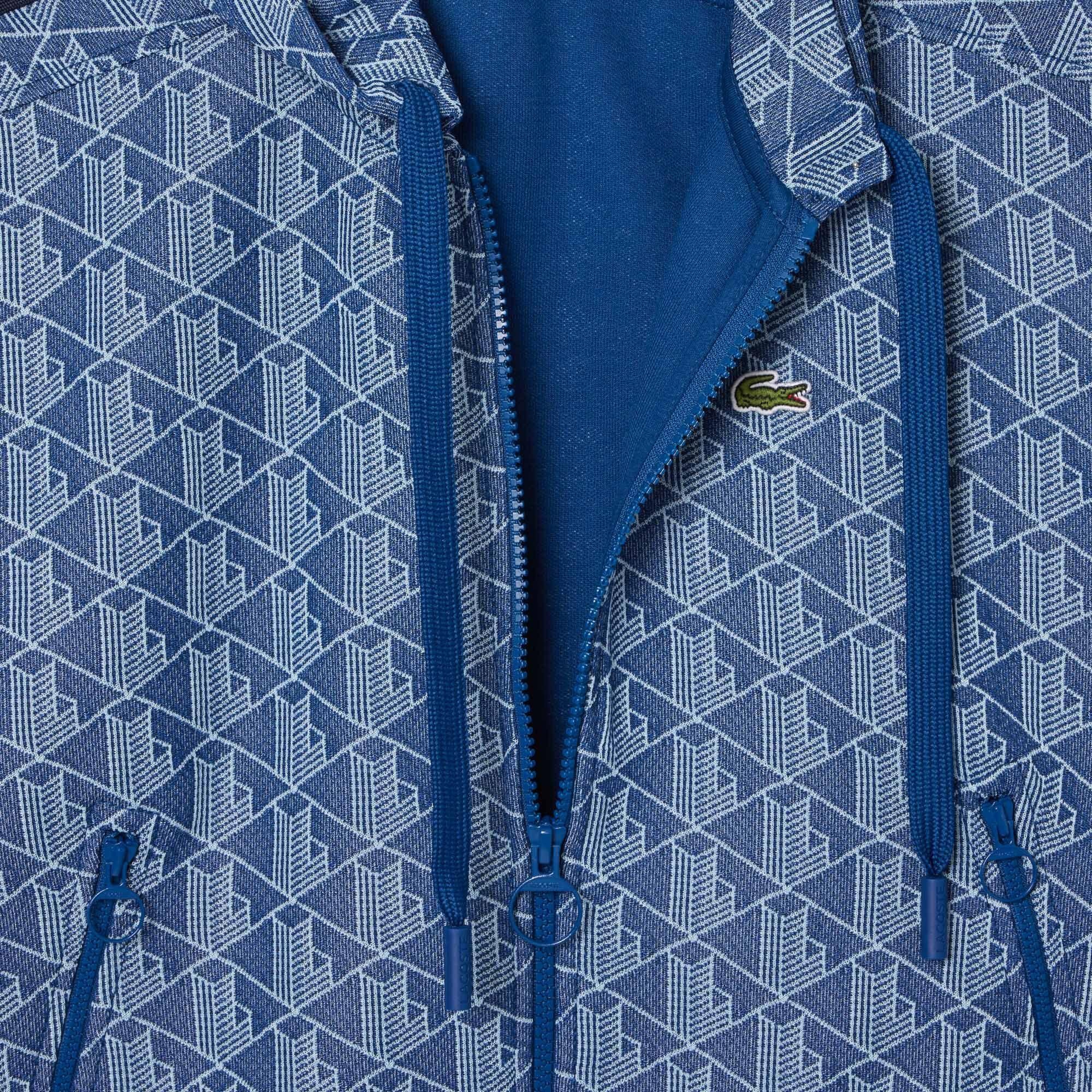 Lacoste Kadın Regular Fit Kapüşonlu Monogram Koyu Mavi Sweatshirt