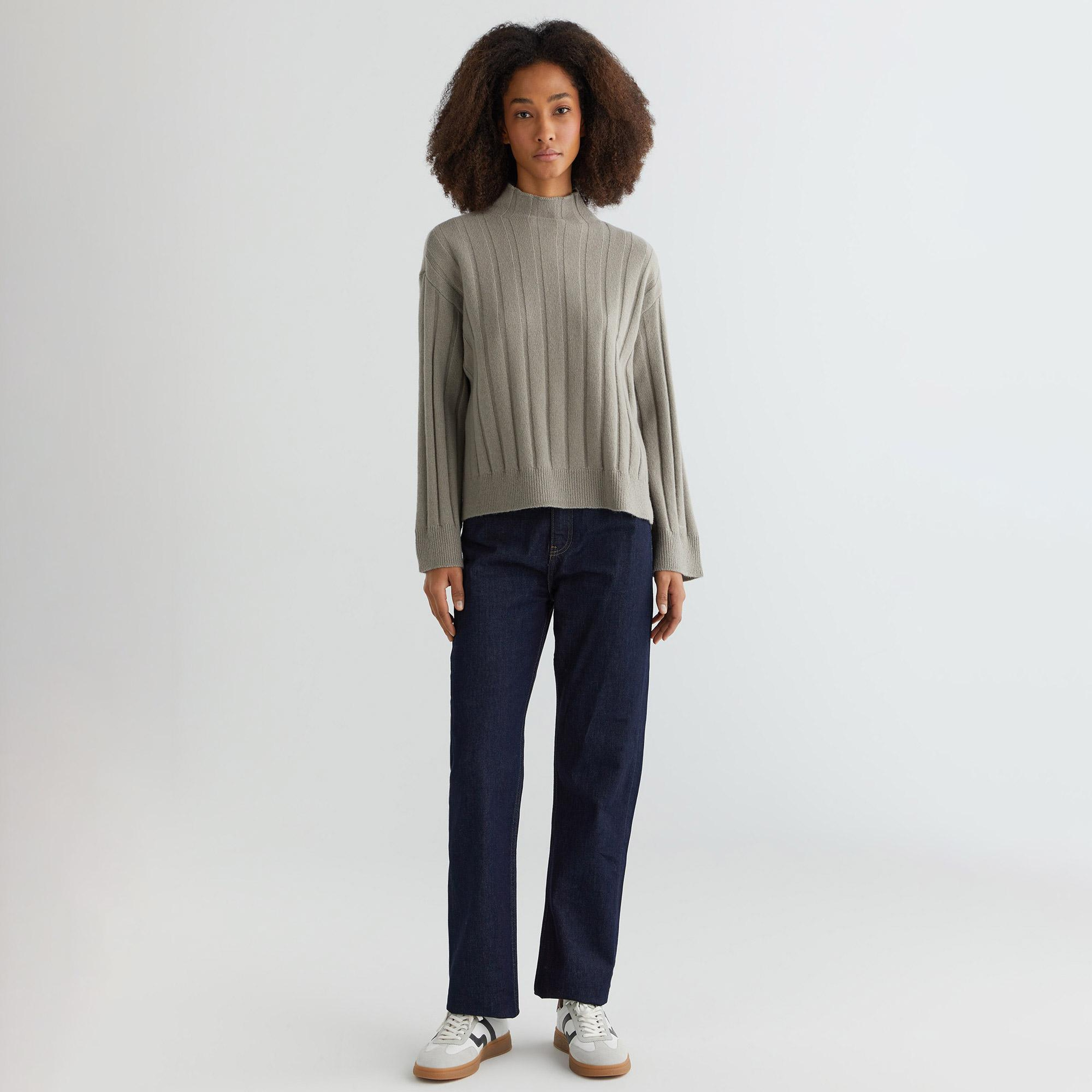GANT Kadın Gri Relaxed Fit Dik Yaka Kazak
