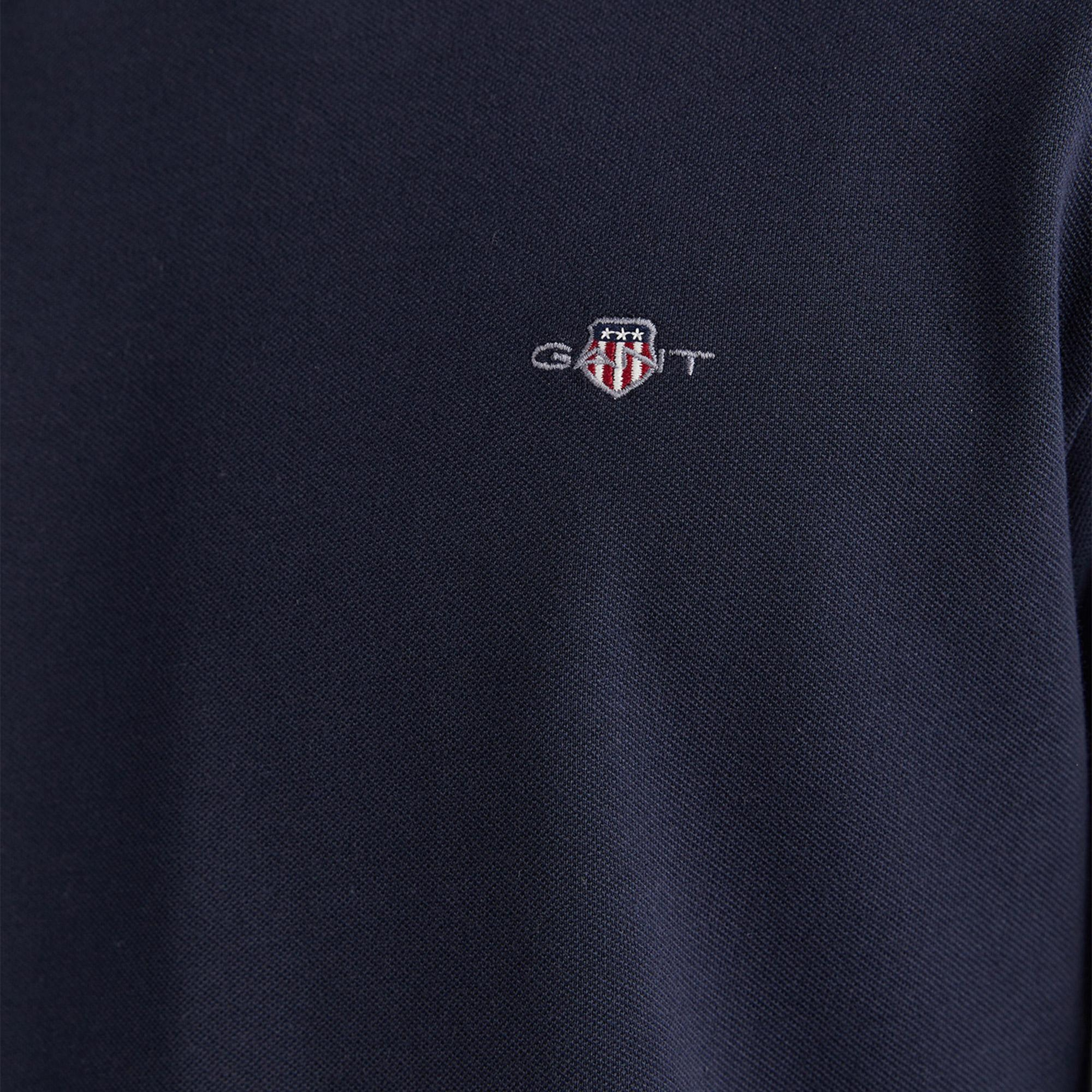 GANT Erkek Lacivert Slim Fit Bisiklet Yaka Uzun Kollu T-Shirt